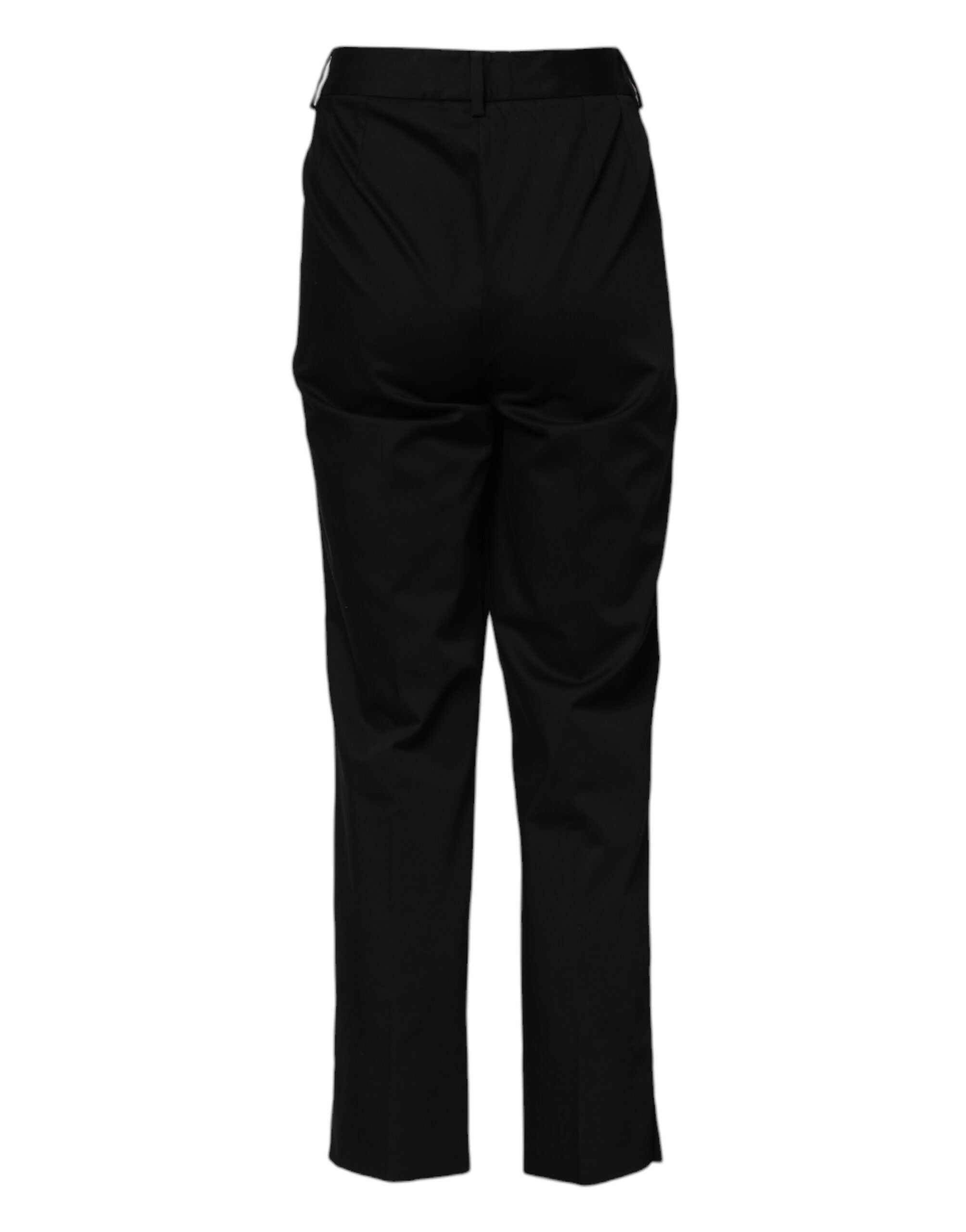 Black Cotton High Waist Formal Pants - ventzia