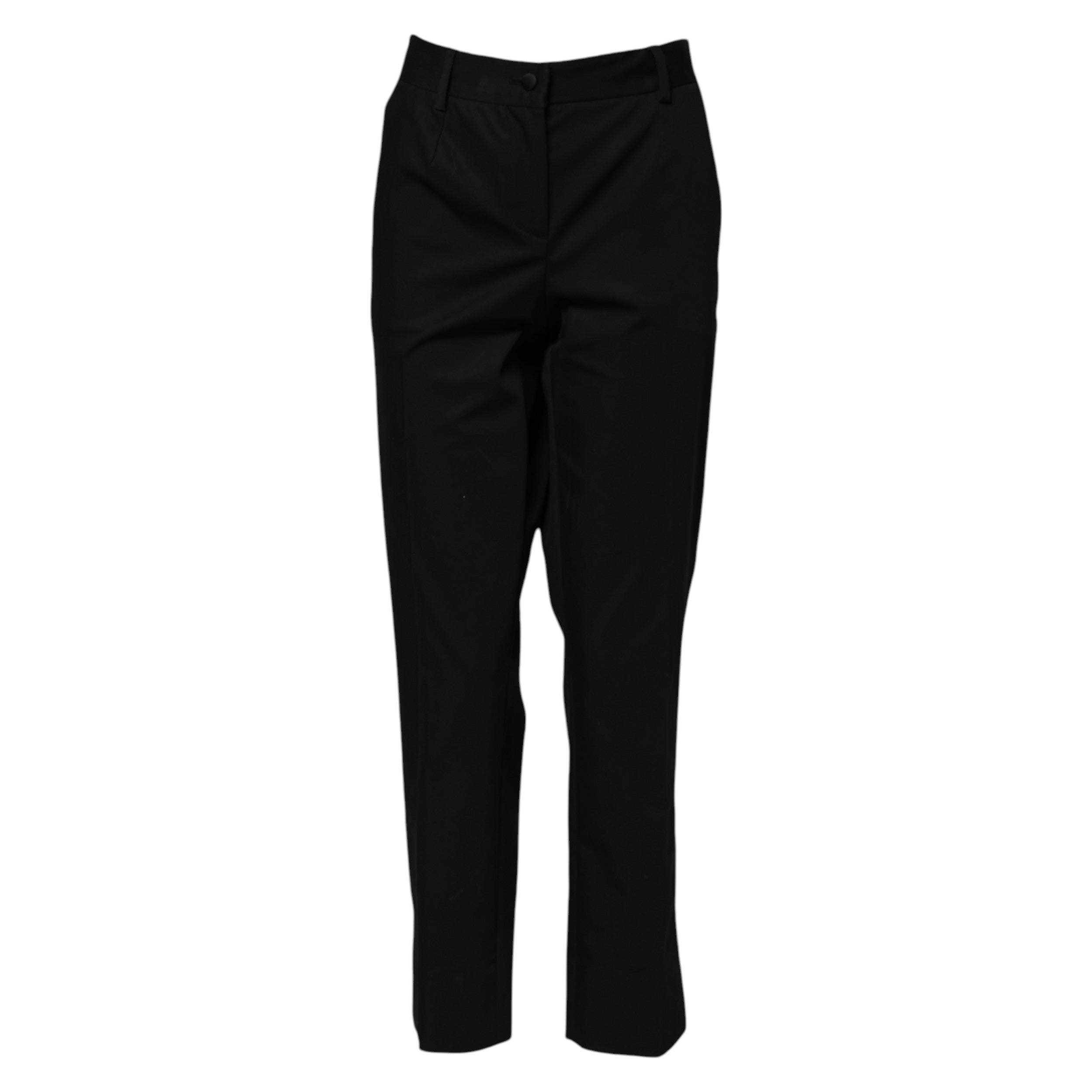 Black Cotton High Waist Formal Pants - ventzia
