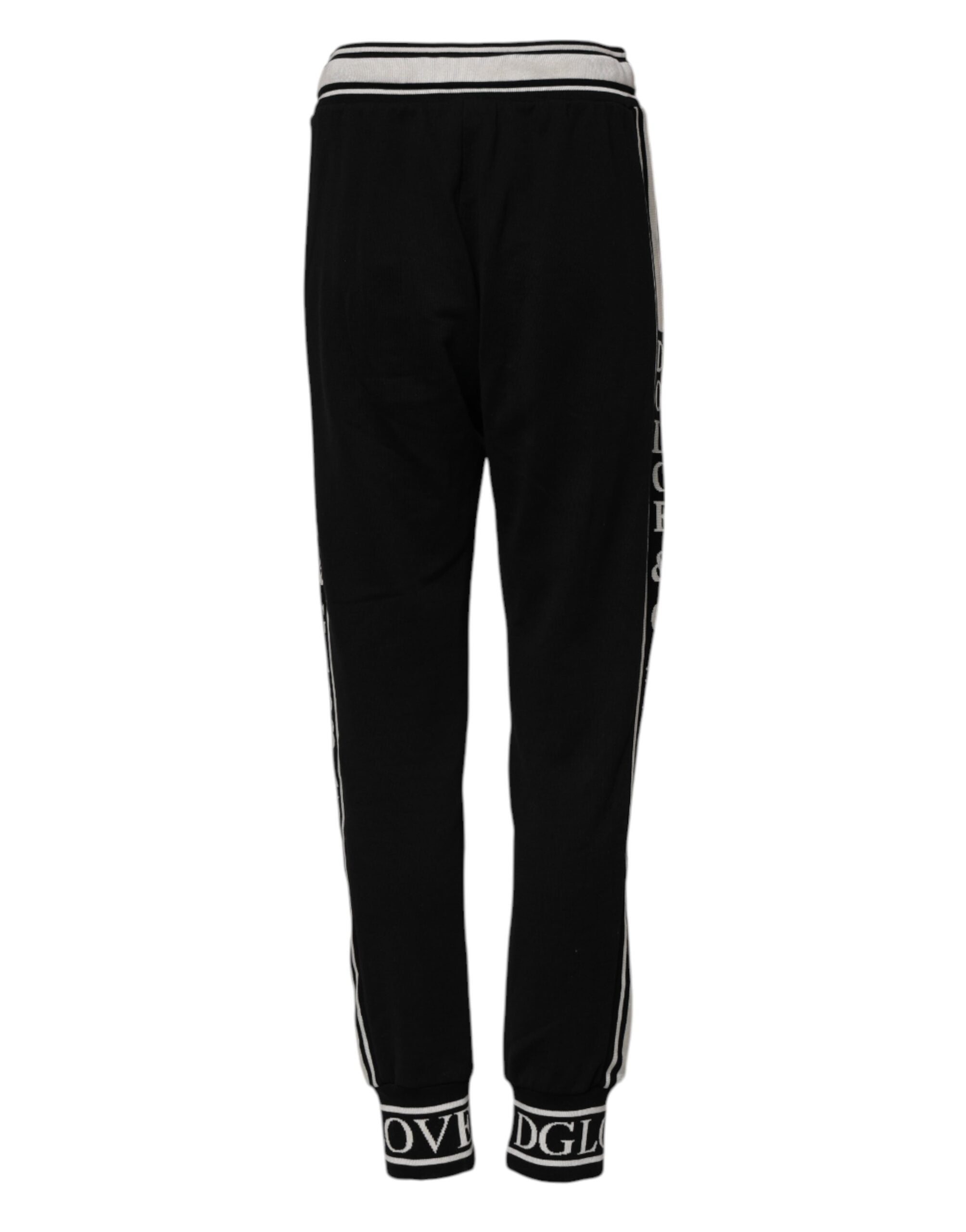 Black Cotton Jogger Logo Waist Pants - ventzia