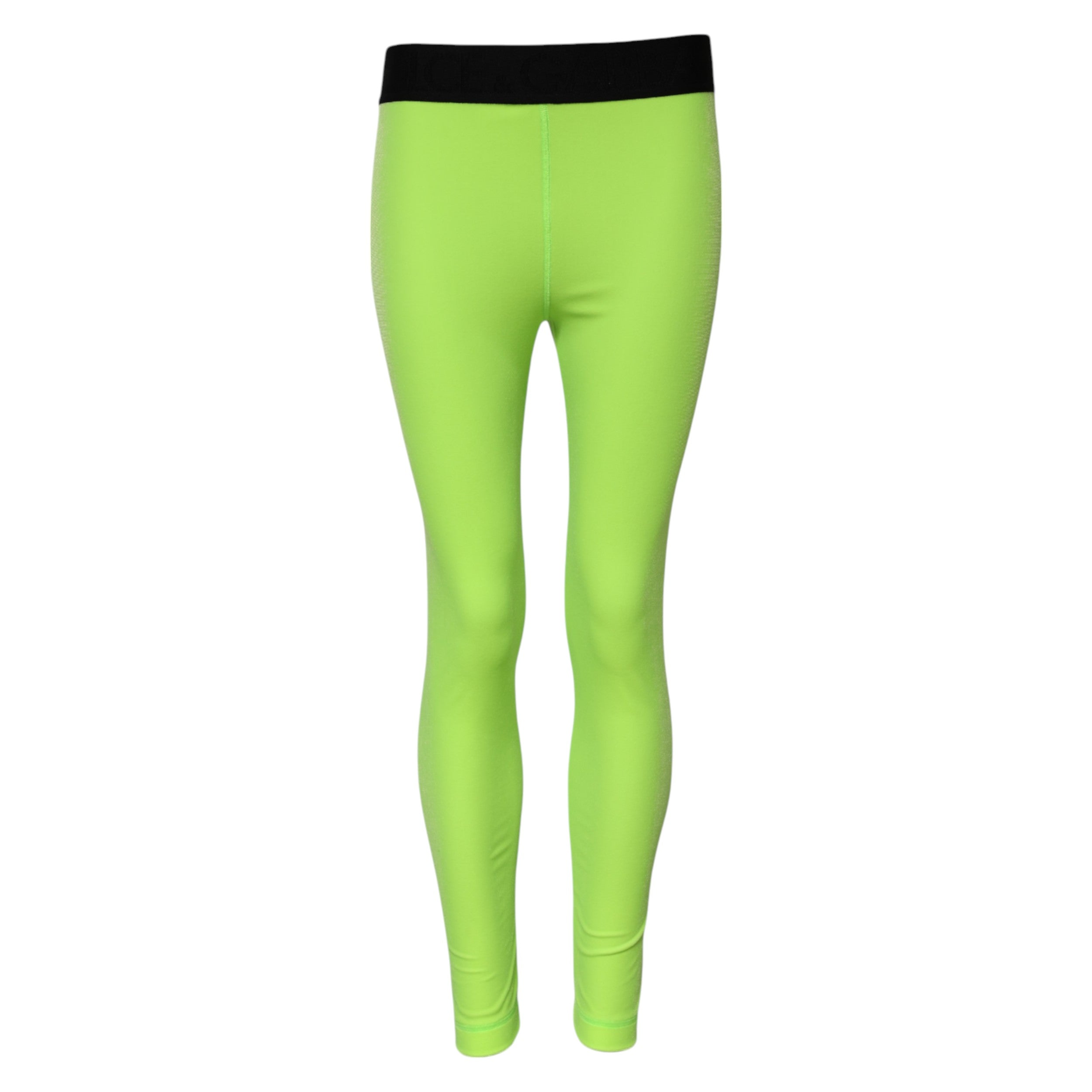 Green Nylon Slim Fit Leggings Pants - ventzia