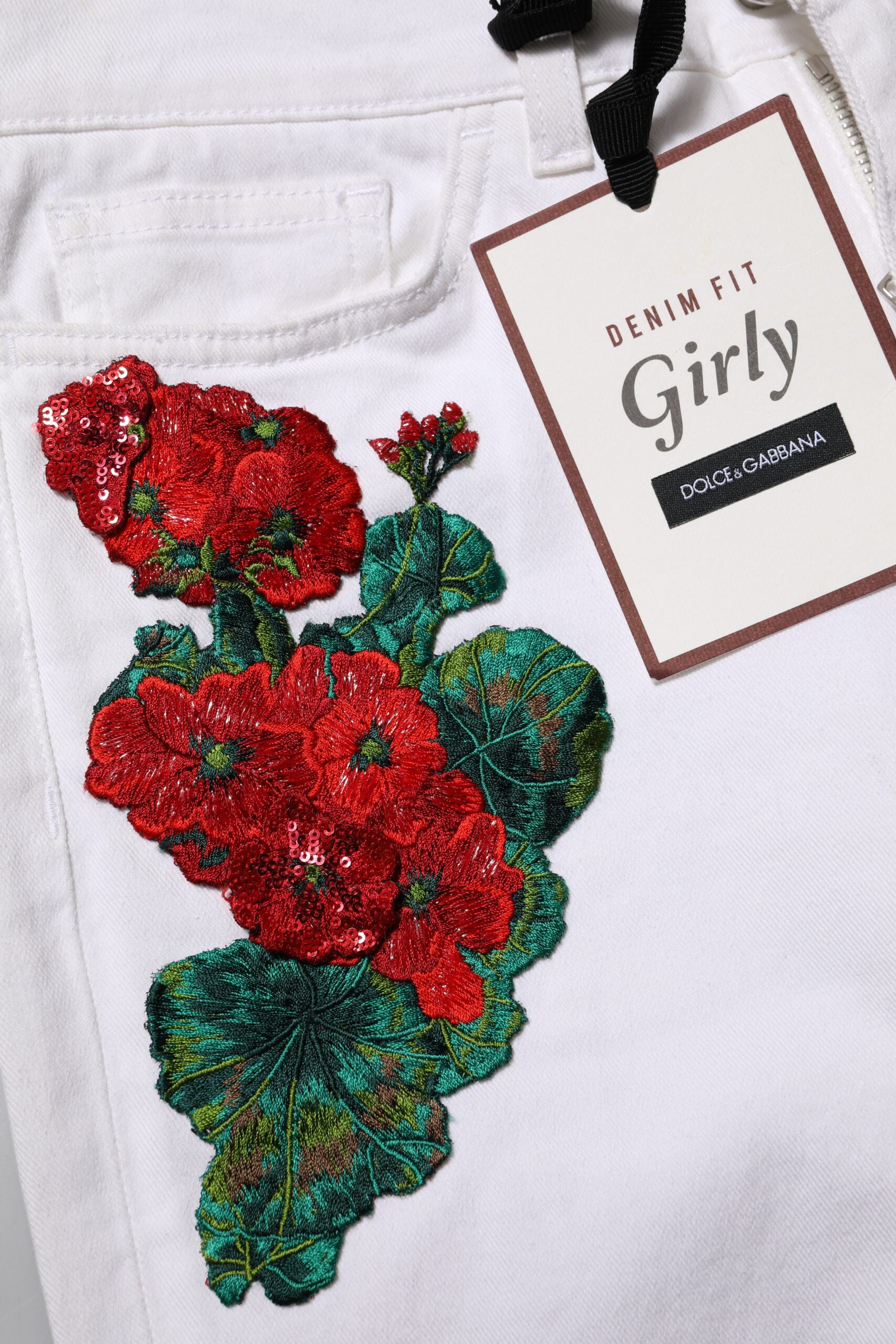 White Floral Embroidery GIRLY Denim Jeans - ventzia