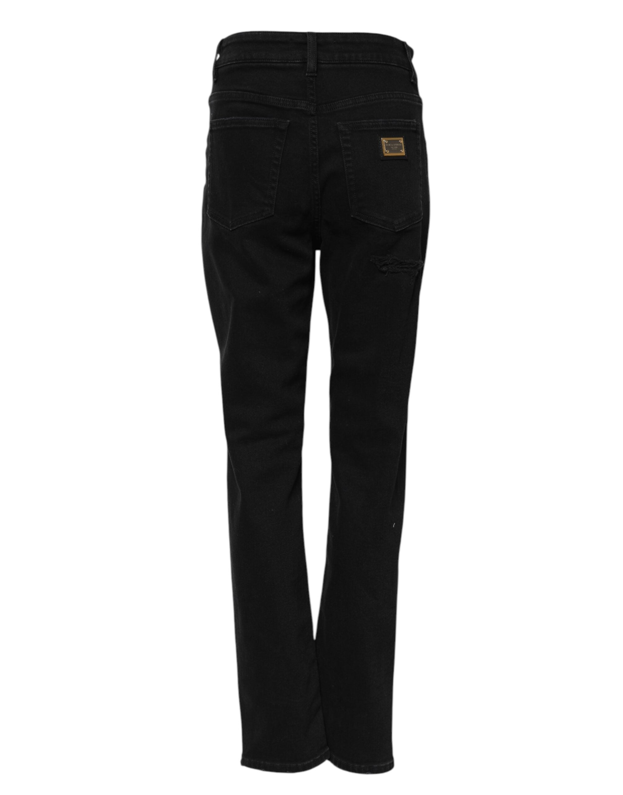 Black Boyfriend Cotton Flared Denim Jeans - ventzia