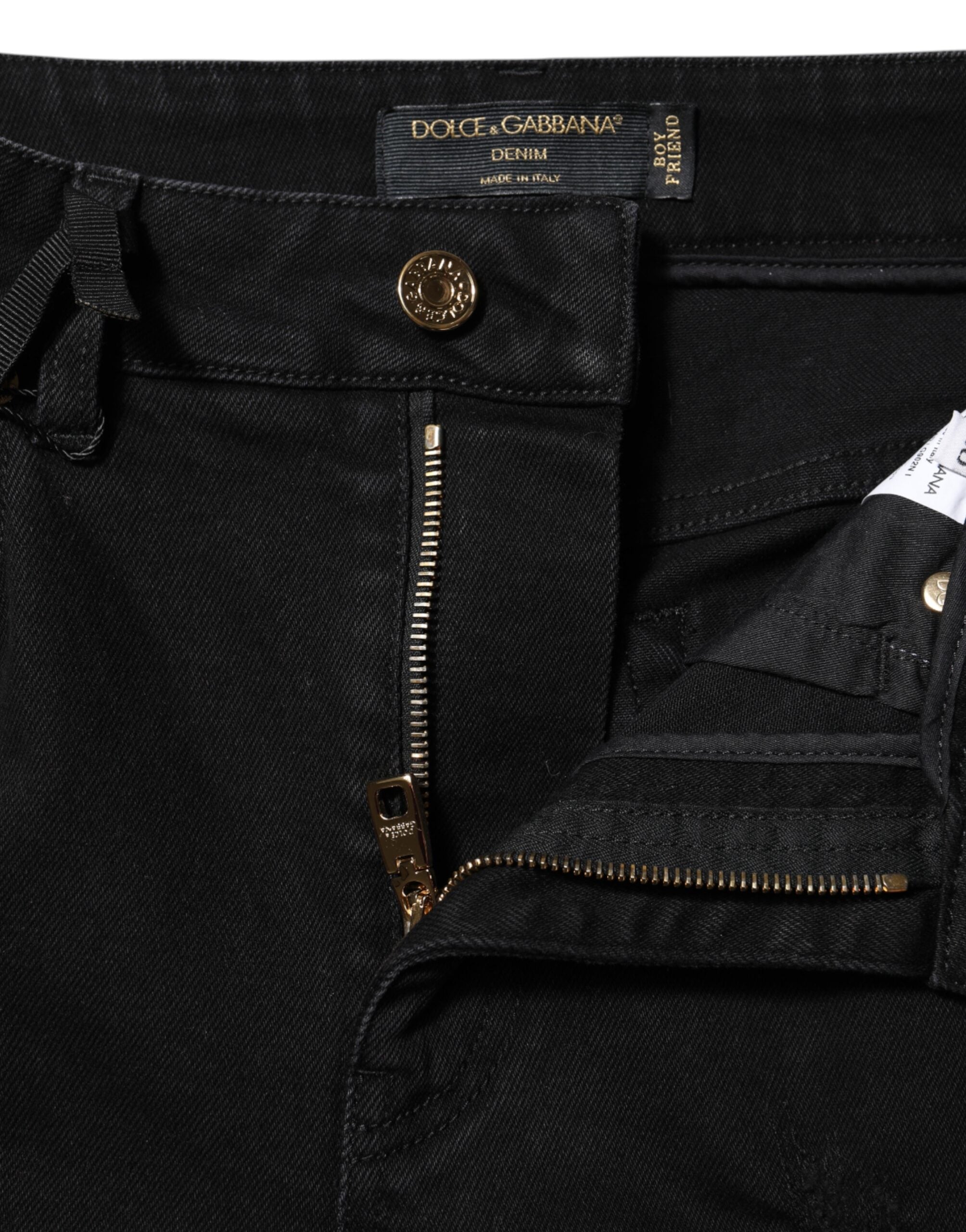 Black Boyfriend Cotton Flared Denim Jeans - ventzia