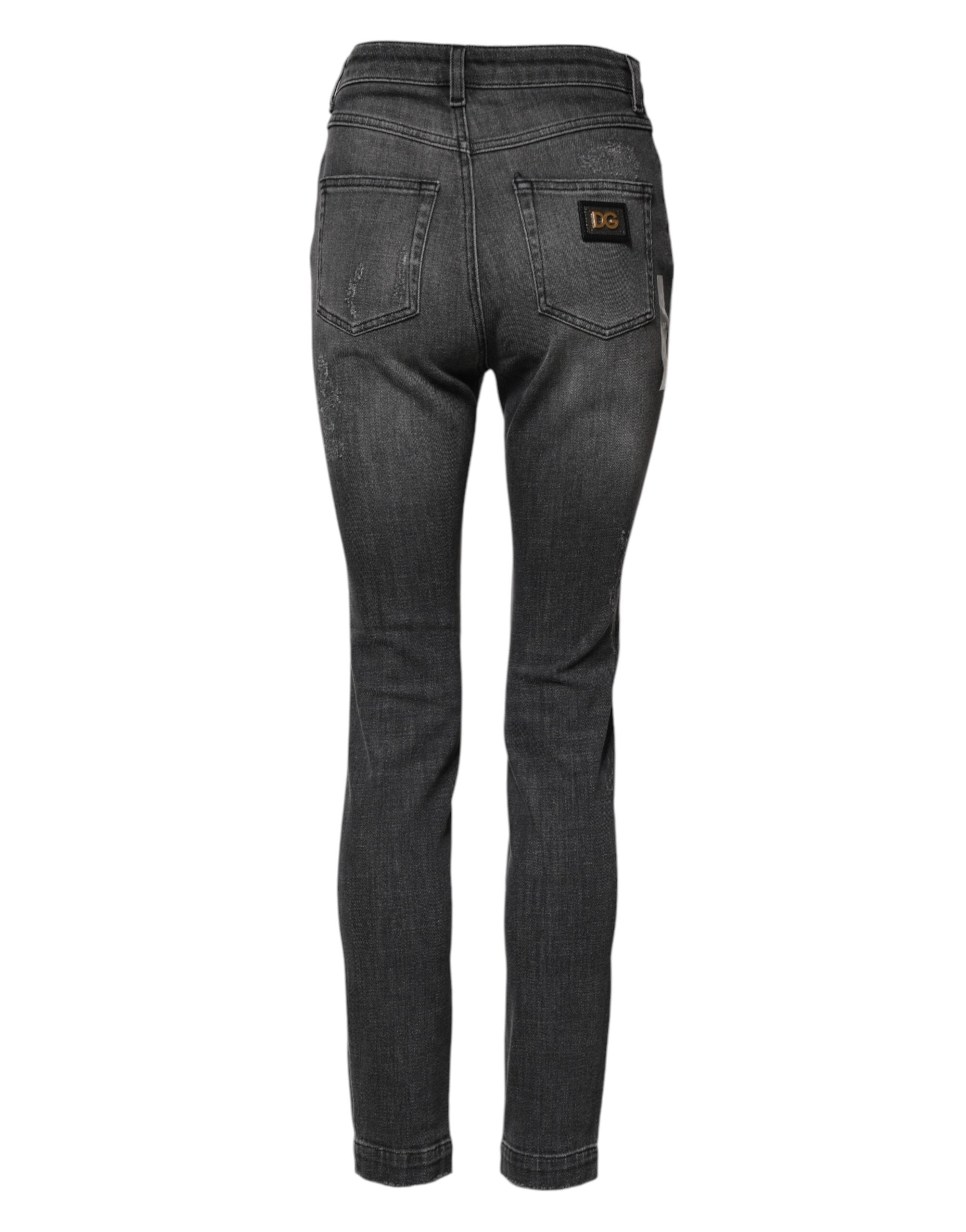 Dark Gray AUDREY Cotton Skinny Denim Jeans - ventzia