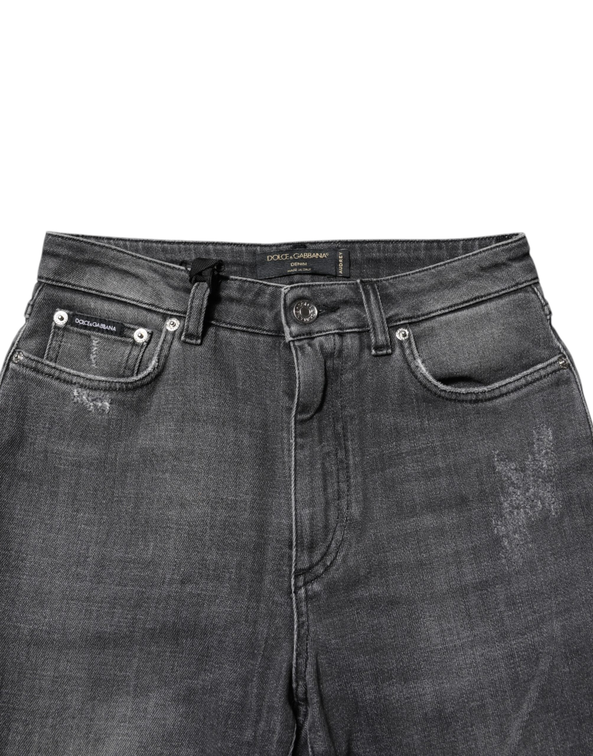 Dark Gray AUDREY Cotton Skinny Denim Jeans - ventzia