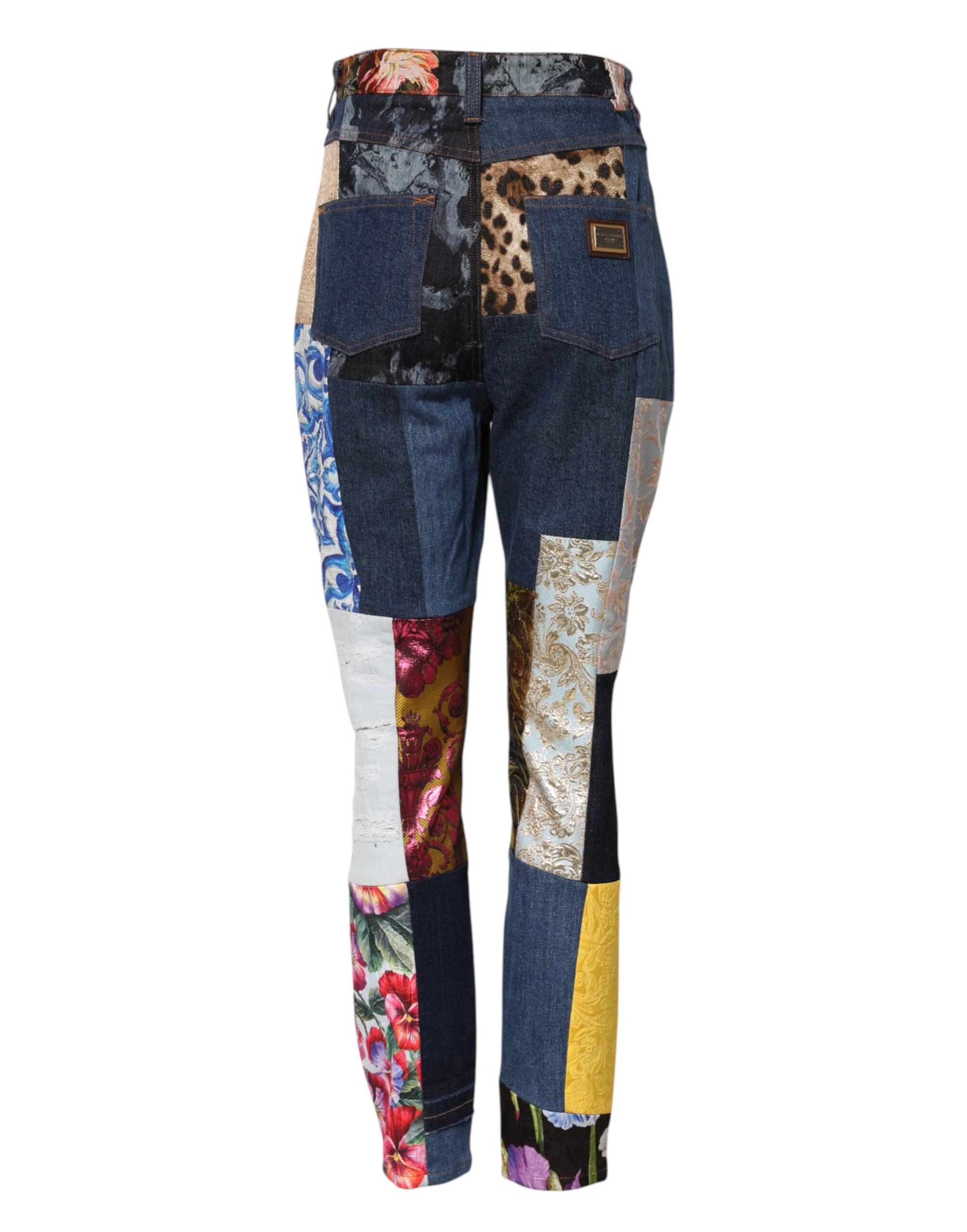 Multicolor Patchwork Skinny Denim Jeans - ventzia