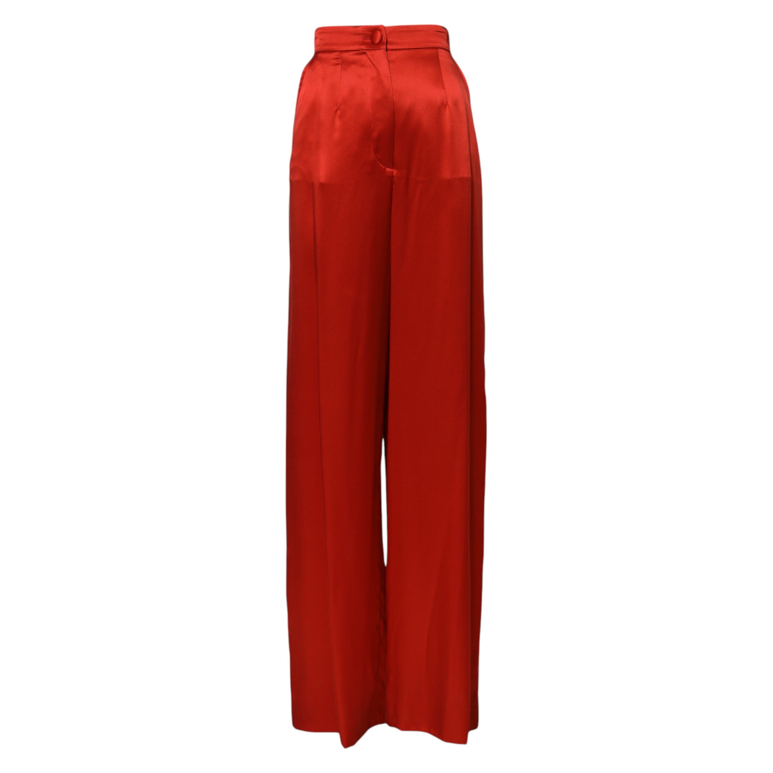 Red Satin High Waist Wide Leg Pants - ventzia