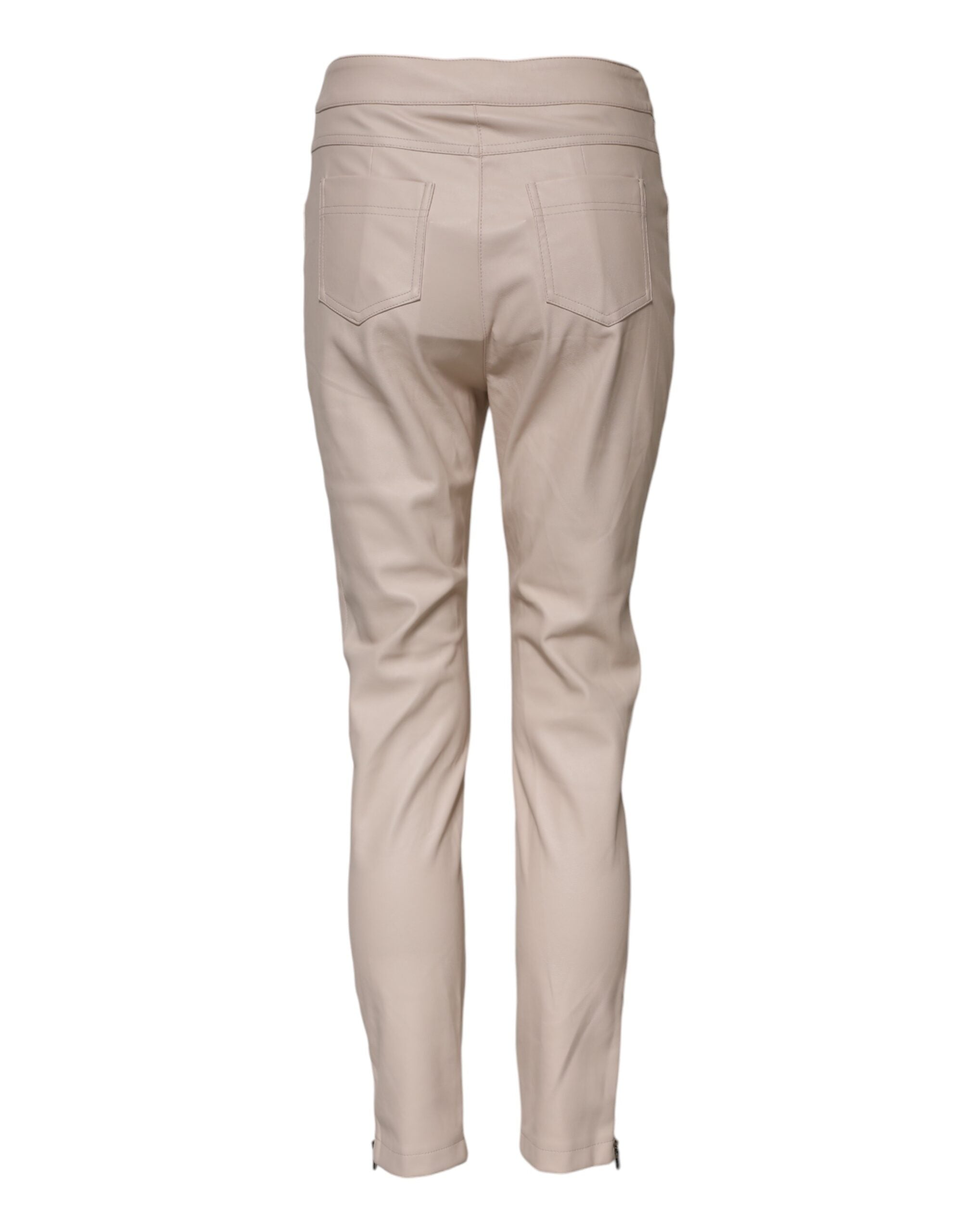 Beige High Waist Tapered Pants - ventzia