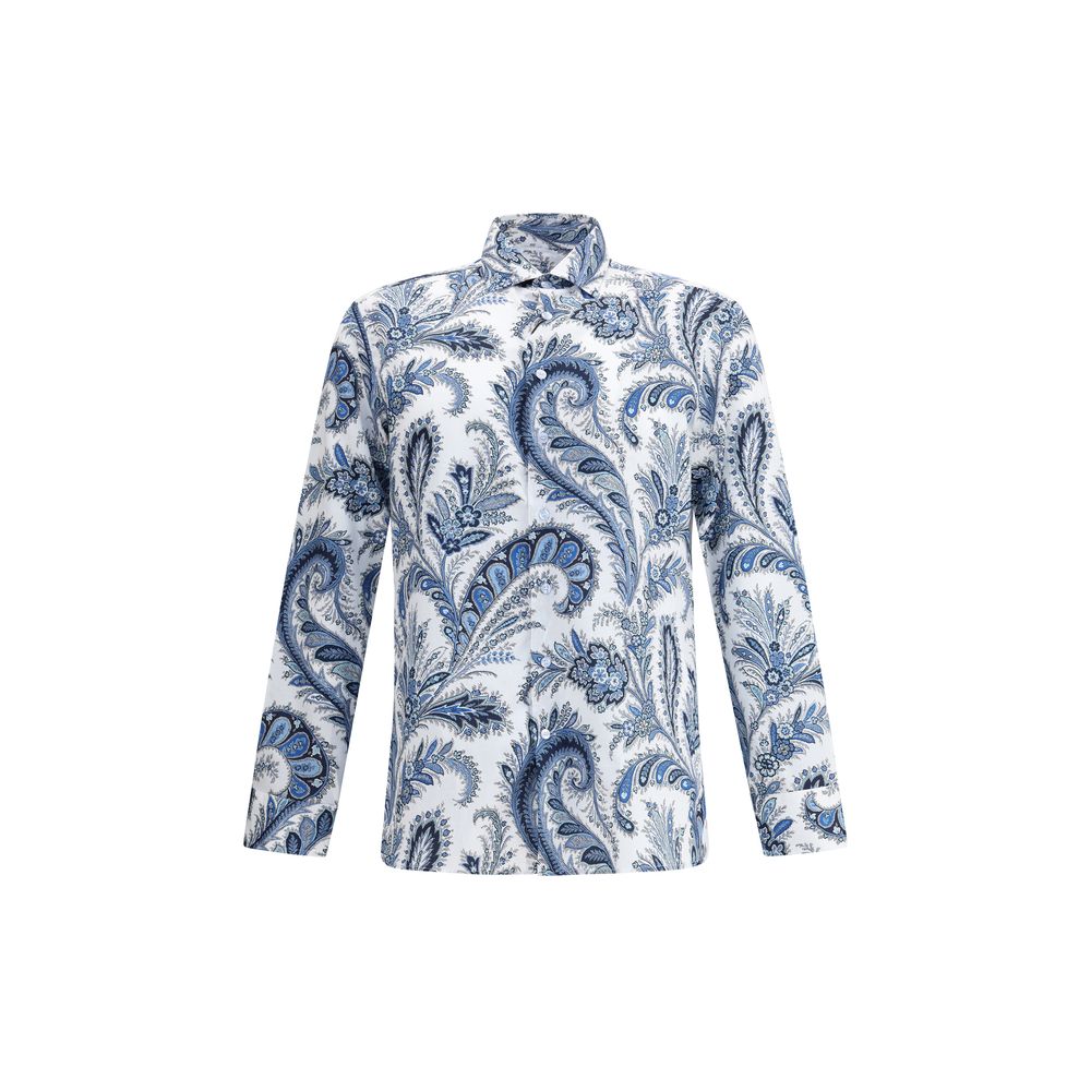 Blue Cotton Pattern Shirt - ventzia
