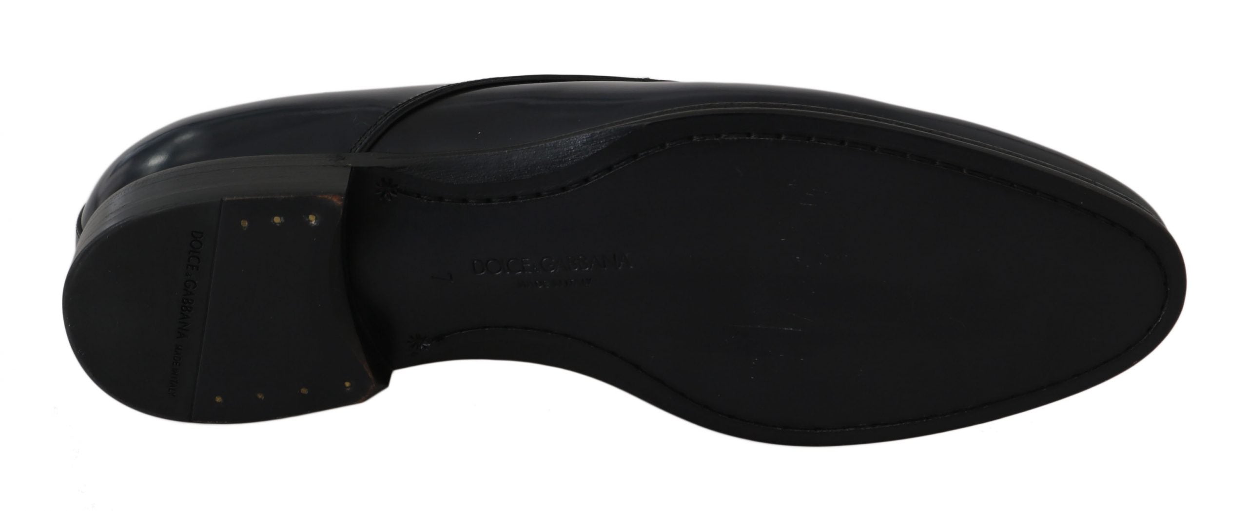 Elegant Dark Blue Leather Derby Dress Shoes - ventzia