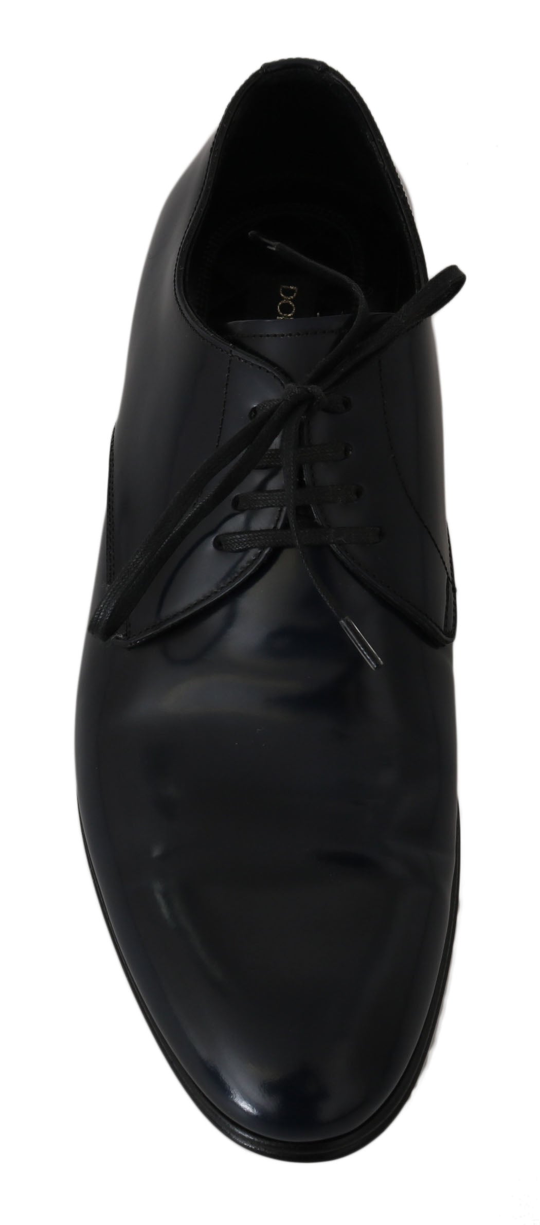 Elegant Dark Blue Leather Derby Dress Shoes - ventzia