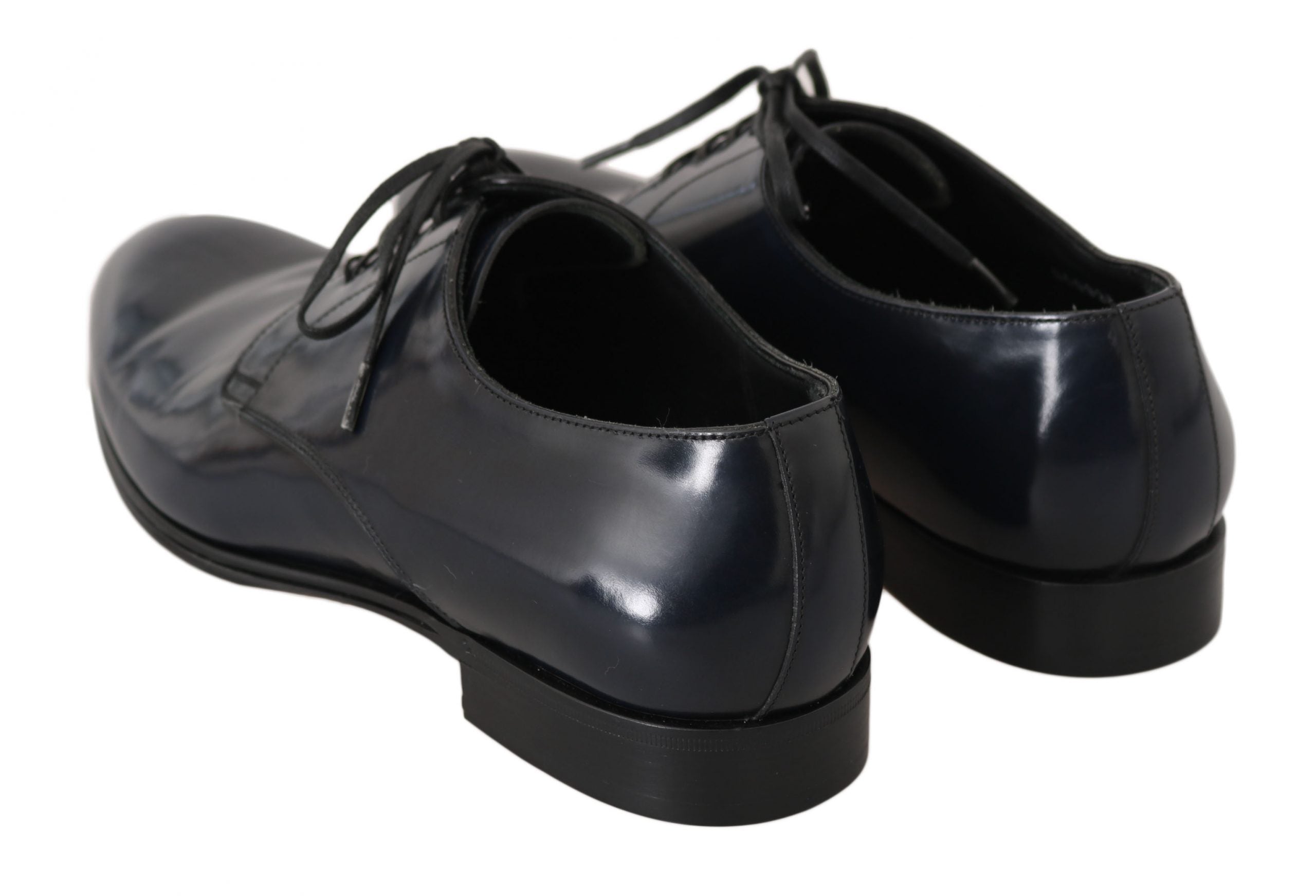Elegant Dark Blue Leather Derby Dress Shoes - ventzia