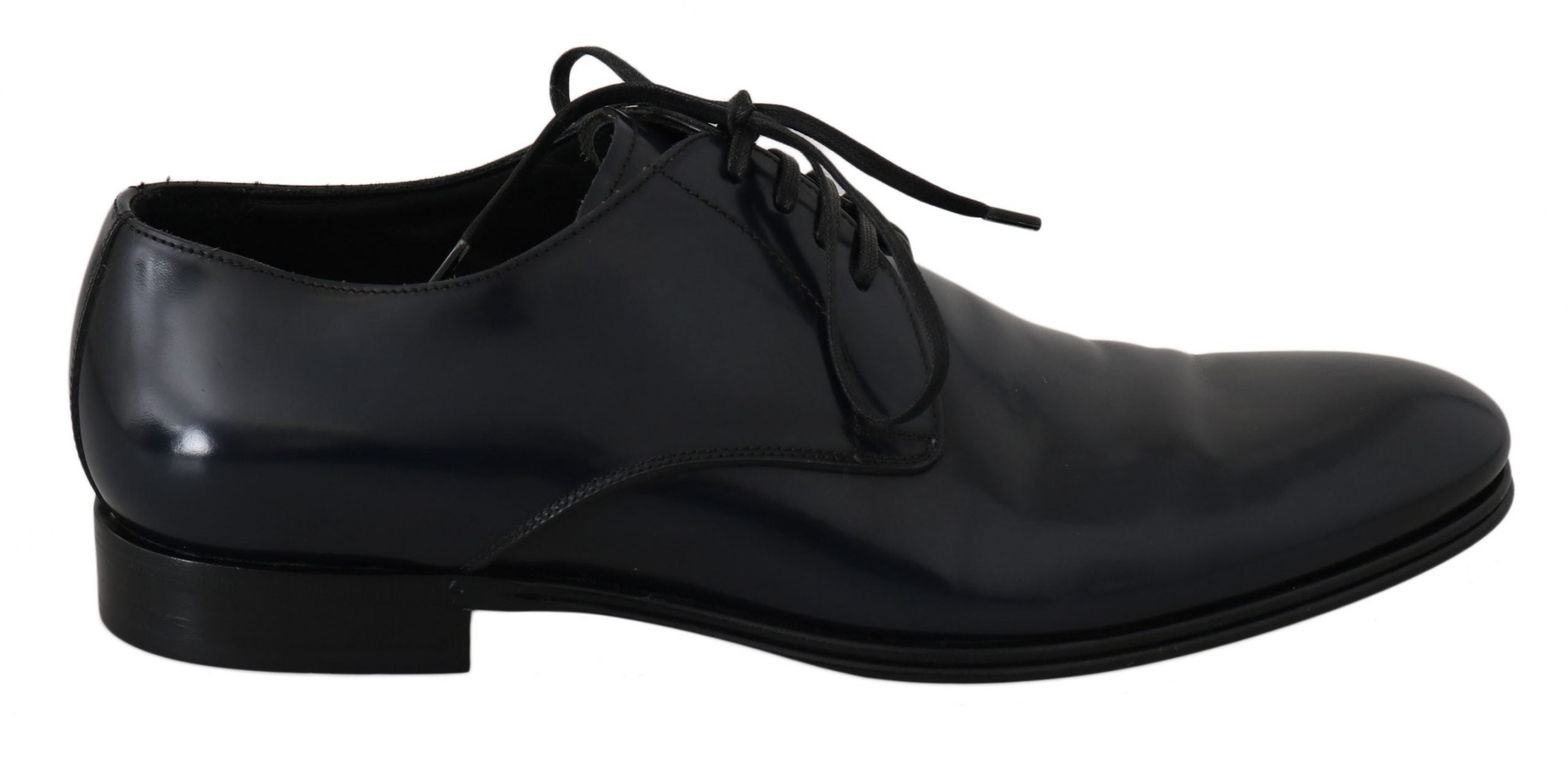 Elegant Dark Blue Leather Derby Dress Shoes - ventzia