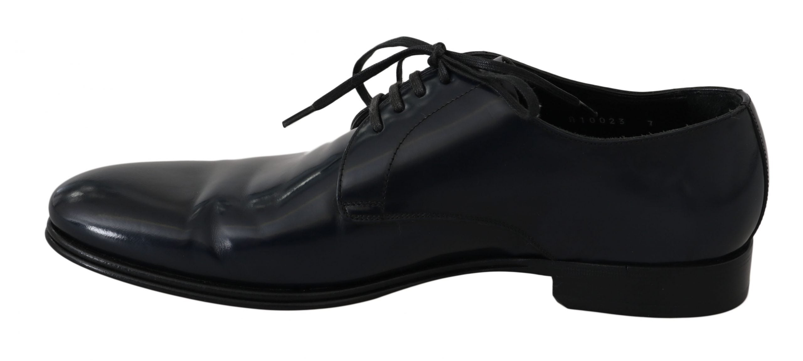 Elegant Dark Blue Leather Derby Dress Shoes - ventzia
