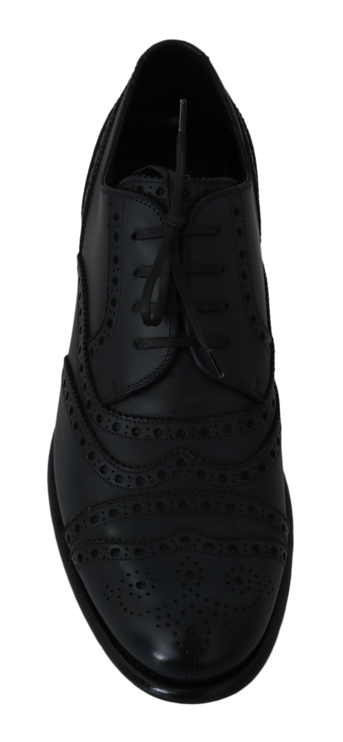 Elegant Blue Leather Wingtip Derby Shoes - ventzia