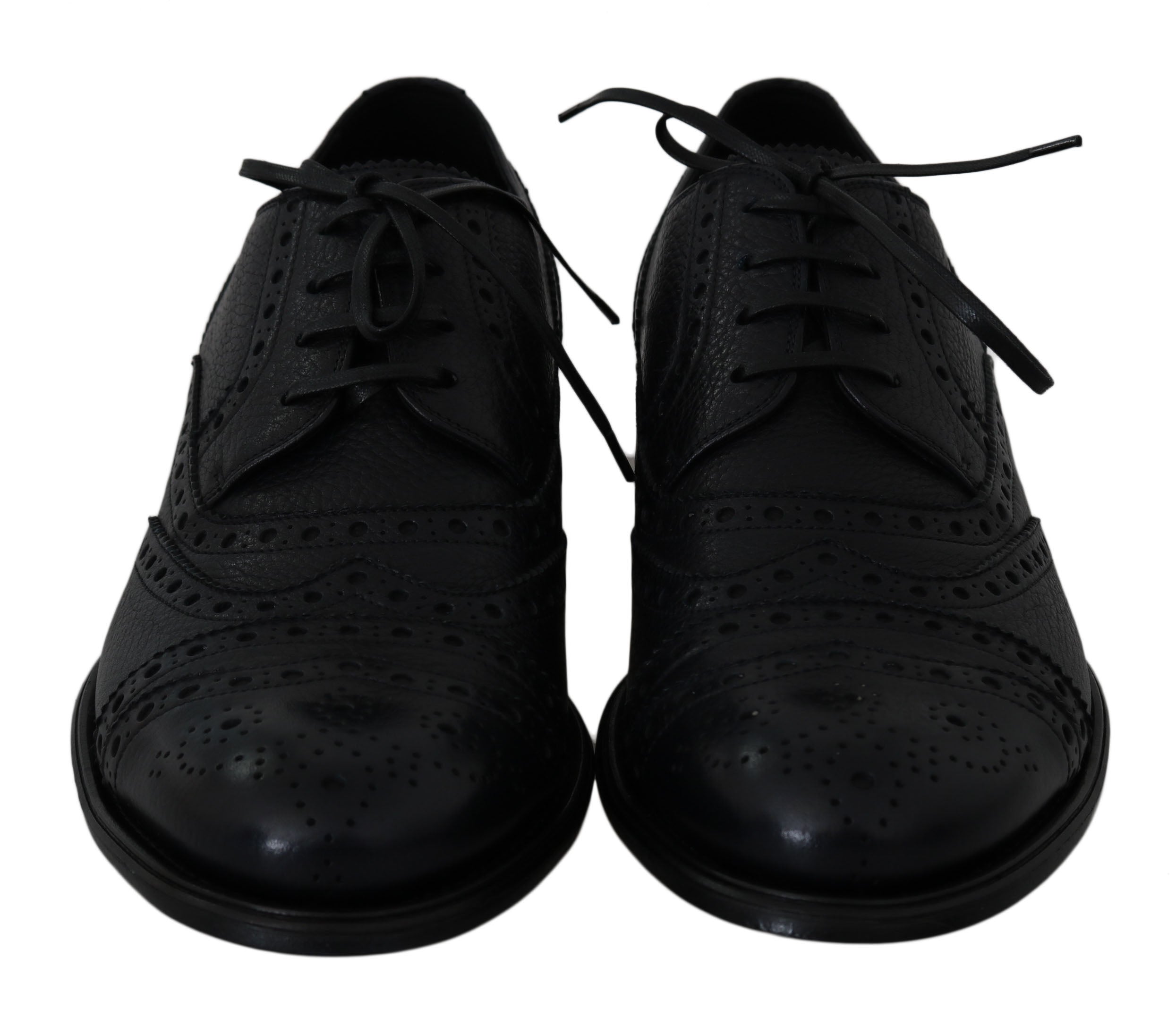 Elegant Dark Blue Wingtip Derby Dress Shoes - ventzia