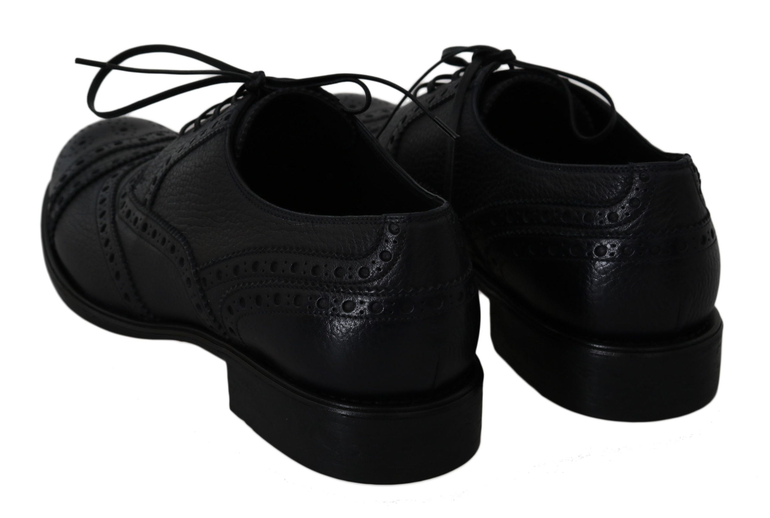 Elegant Dark Blue Wingtip Derby Dress Shoes - ventzia