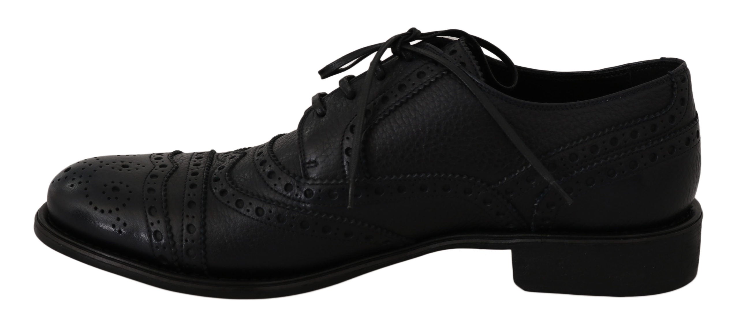 Elegant Dark Blue Wingtip Derby Dress Shoes - ventzia
