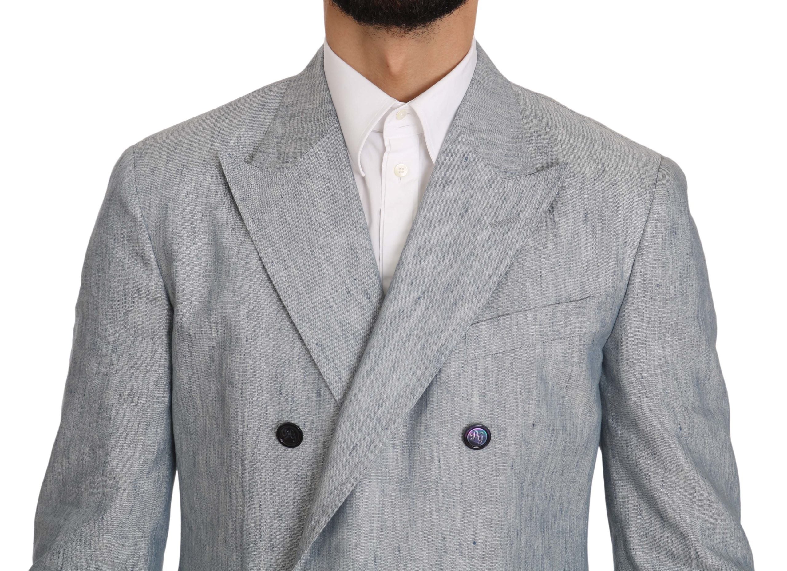 Elegant Light Blue Double Breasted Blazer - ventzia