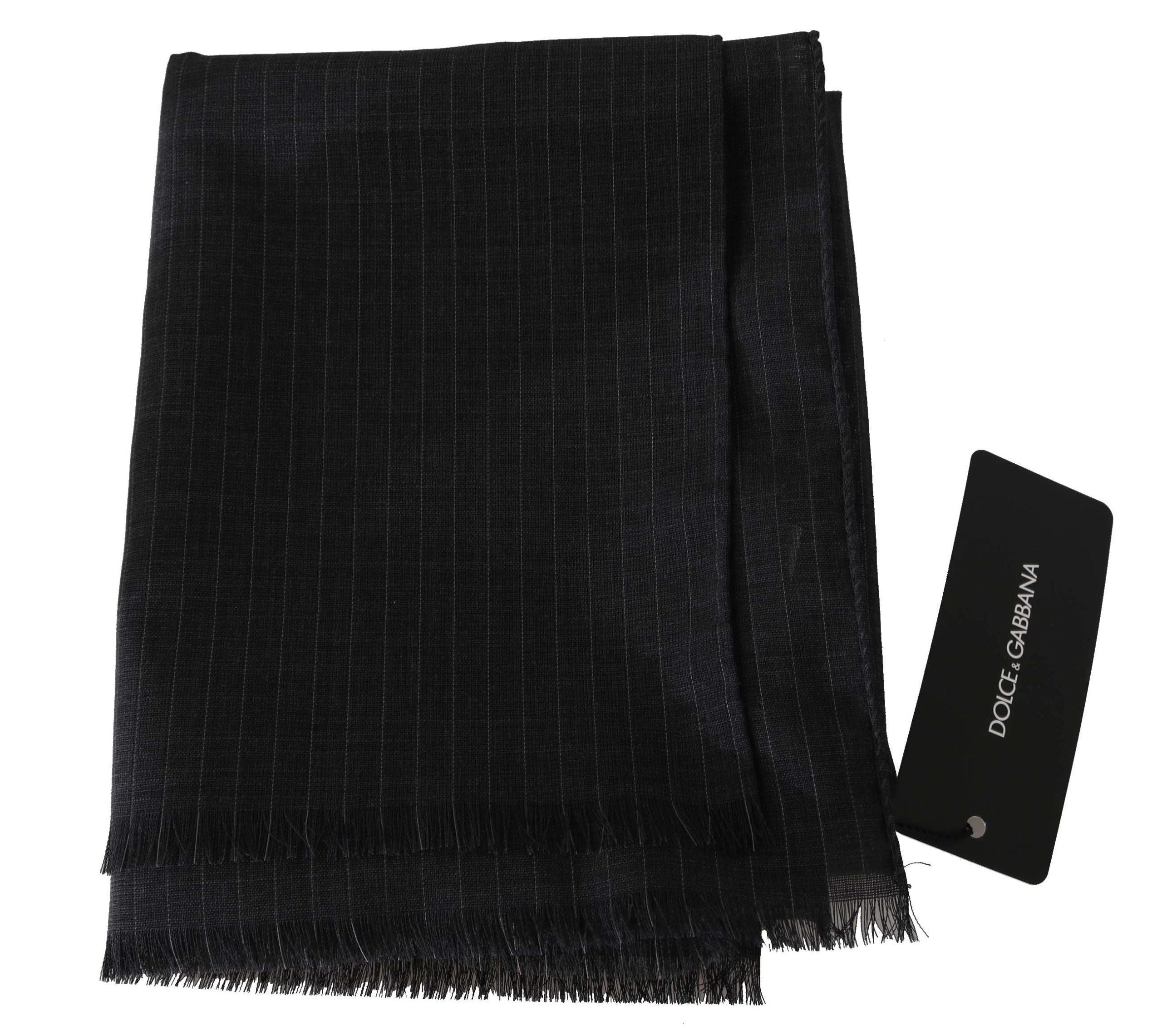 Elegant Gray Striped Wool Men's Scarf - ventzia