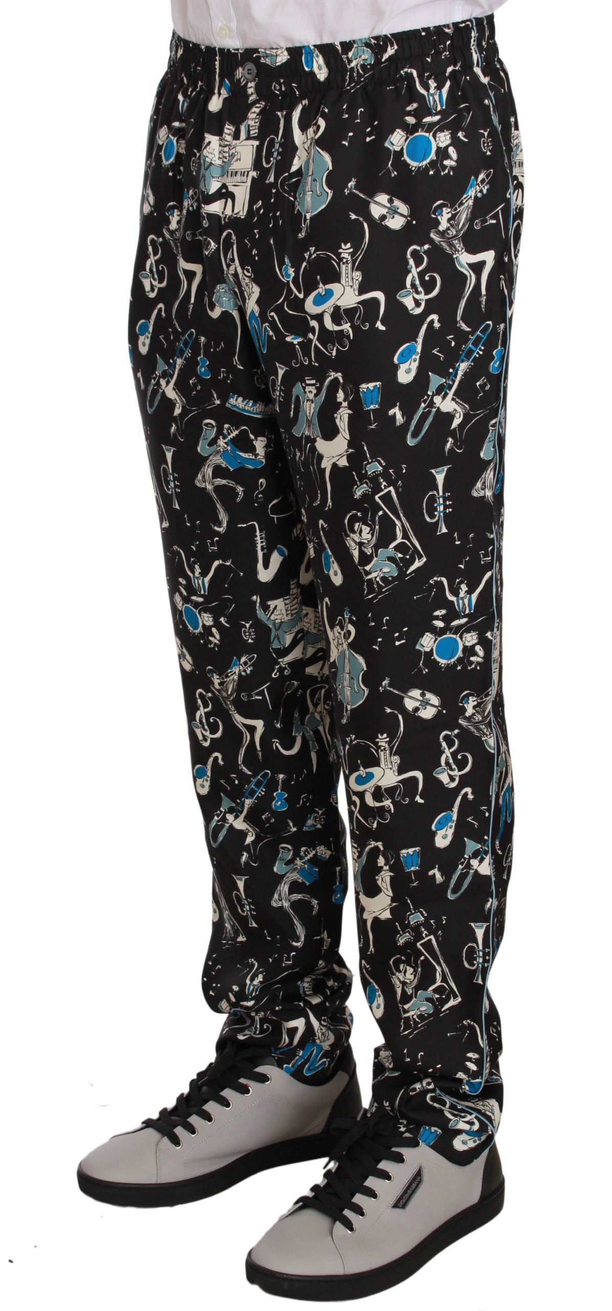 Elegant Silk Lounge Pants with Unique Print - ventzia