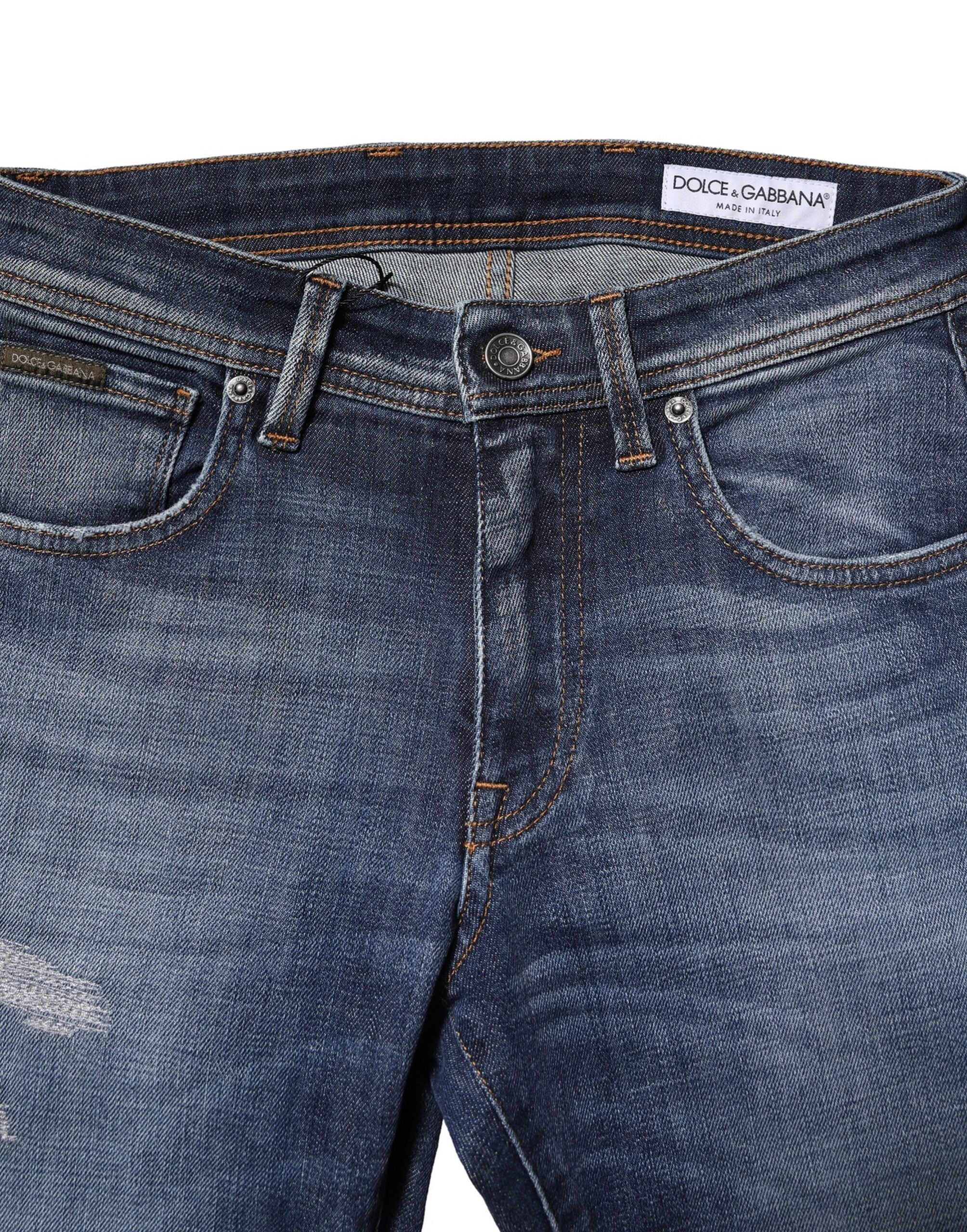 Blue Washed Cotton Slim Fit Men Denim Jeans - ventzia