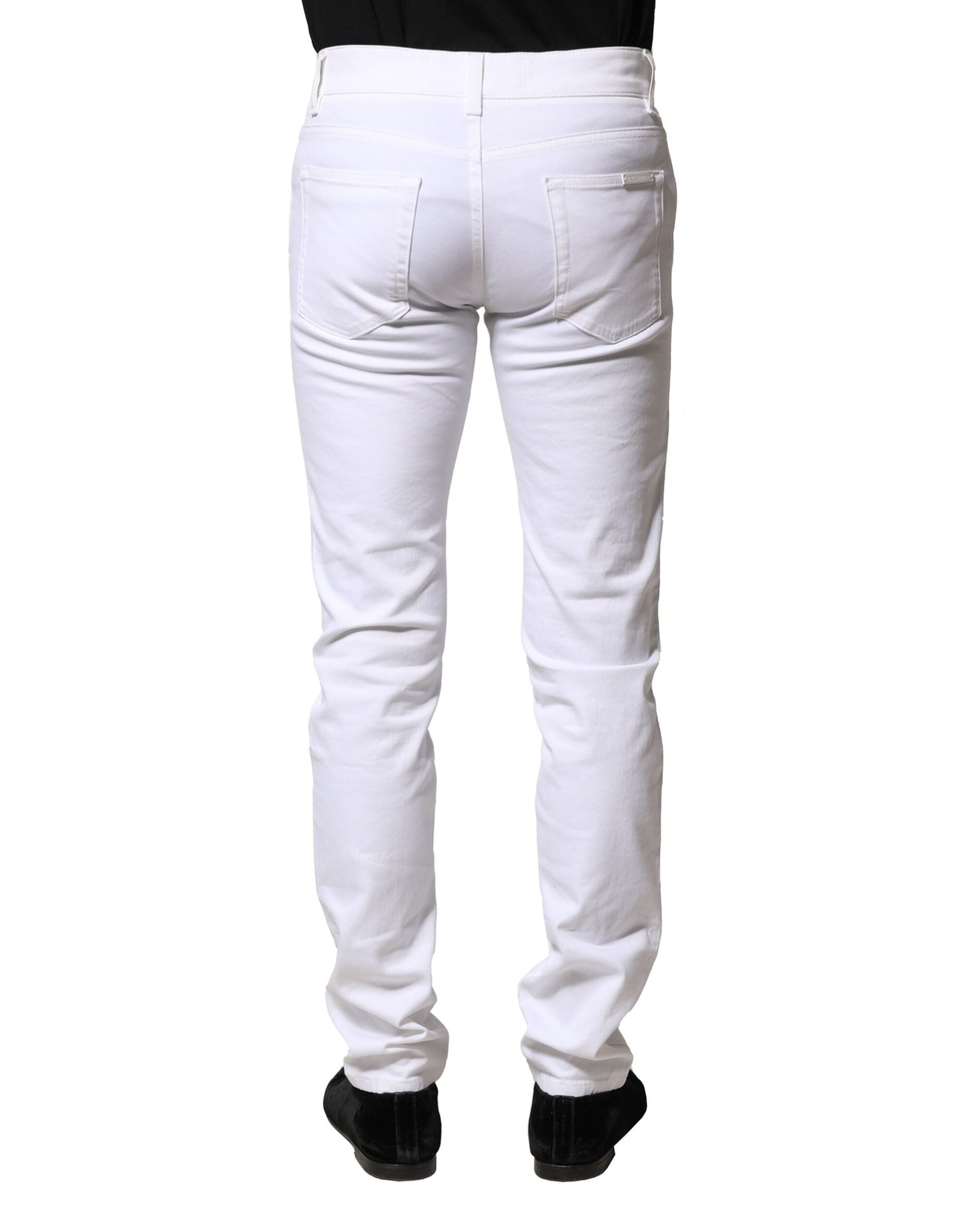 White Cotton Skinny Men Denim Jeans - ventzia