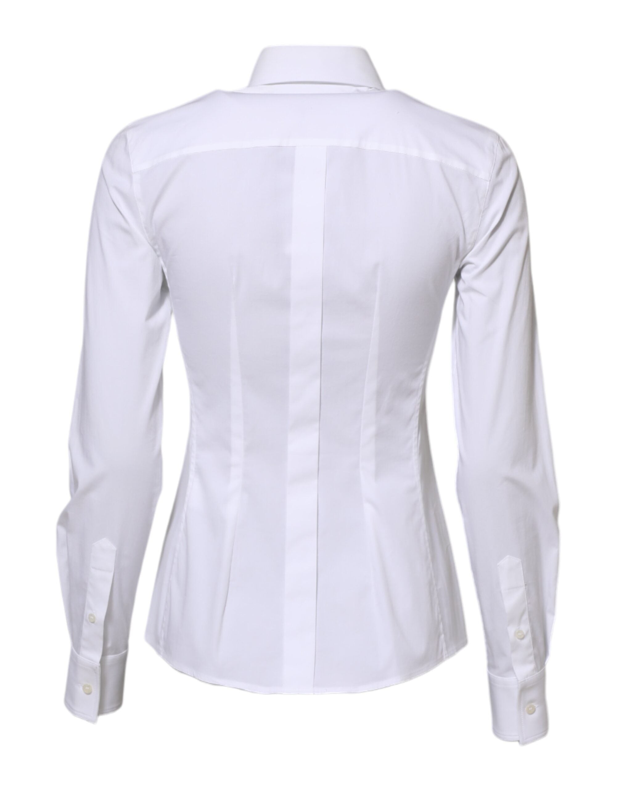 White Cotton Long Sleeves Collared Shirt Top - ventzia
