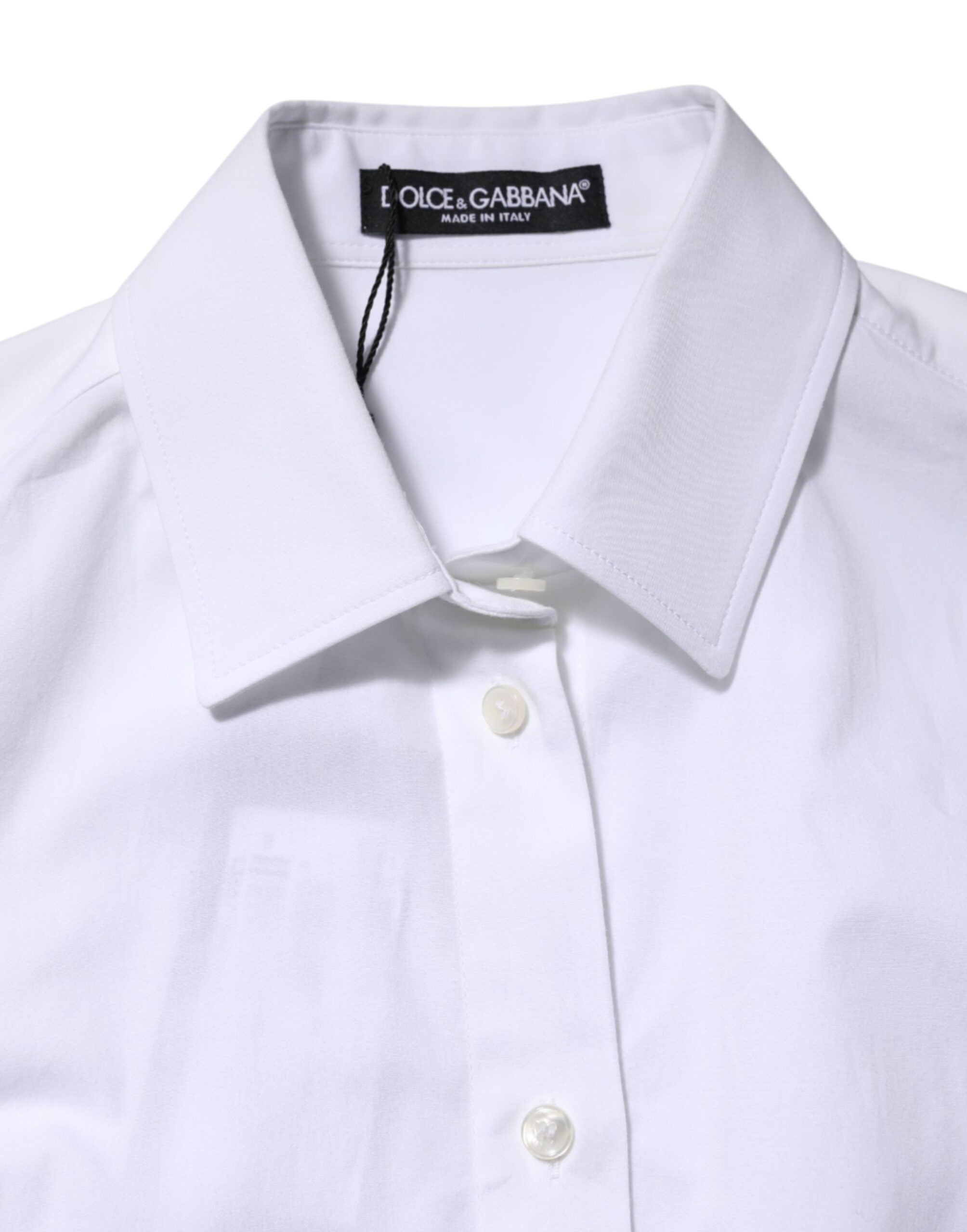 White Cotton Long Sleeves Collared Shirt Top - ventzia