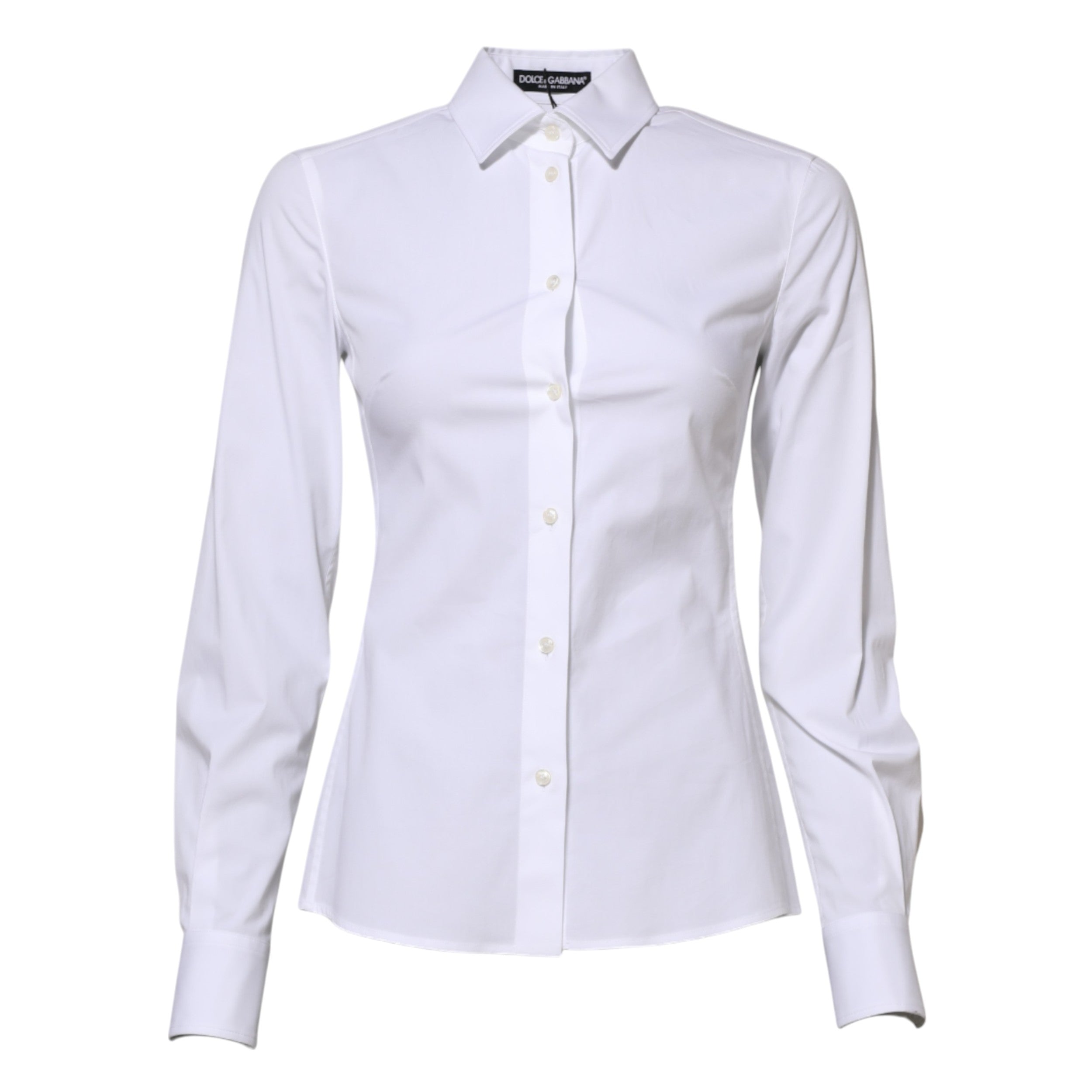 White Cotton Long Sleeves Collared Shirt Top - ventzia