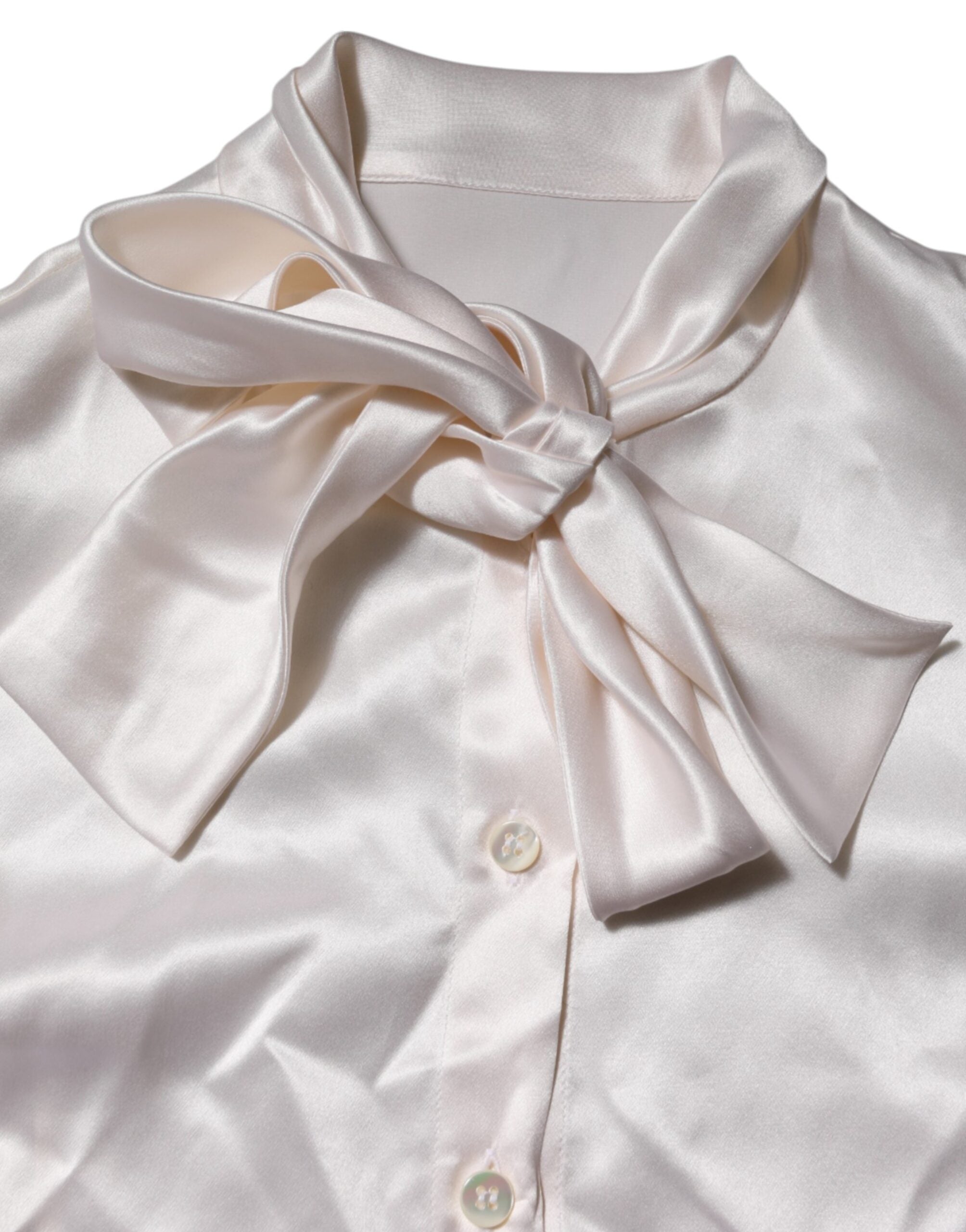 White Ascot Collar Long Sleeve Blouse Top - ventzia