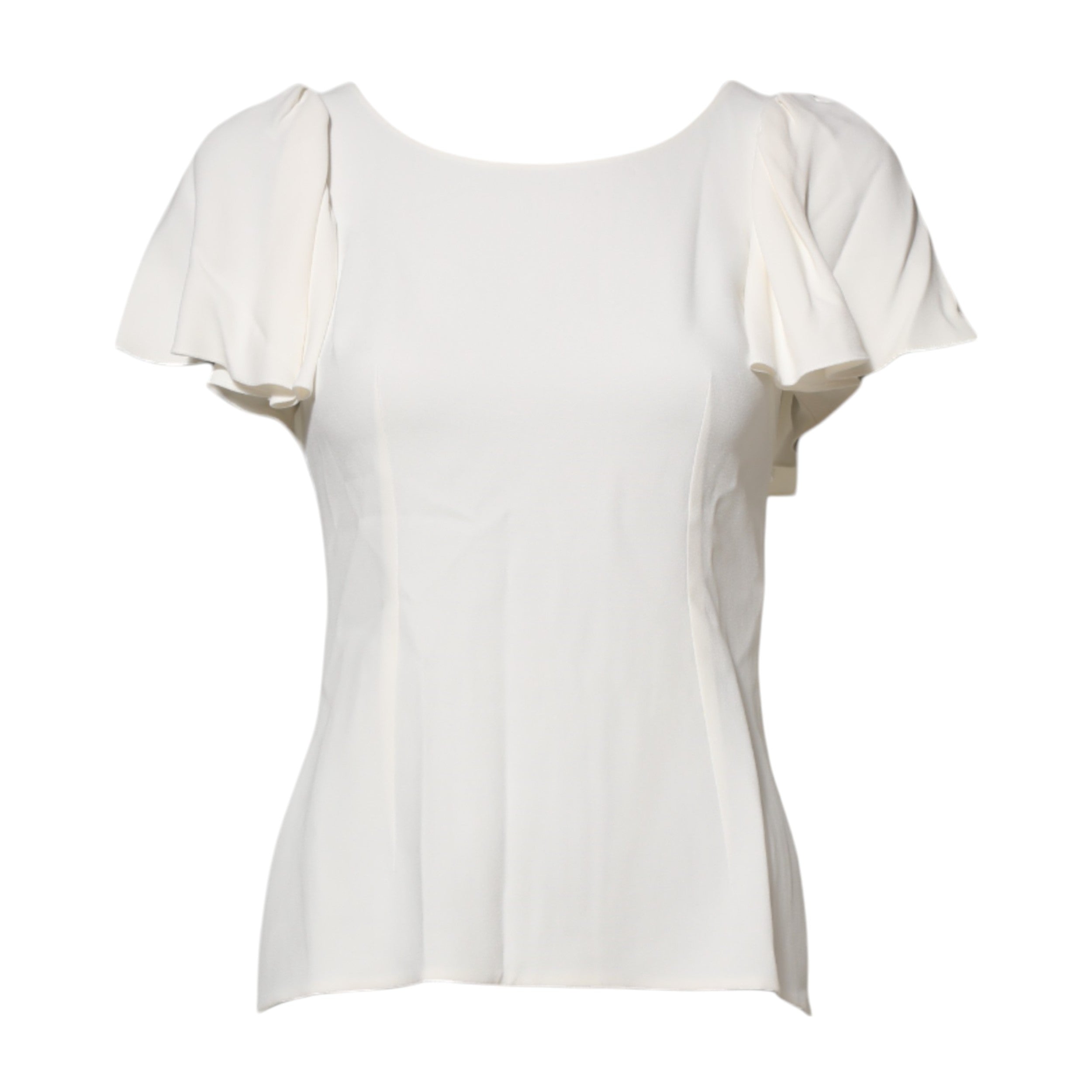 White Round Neck Short Sleeves Blouse Top - ventzia