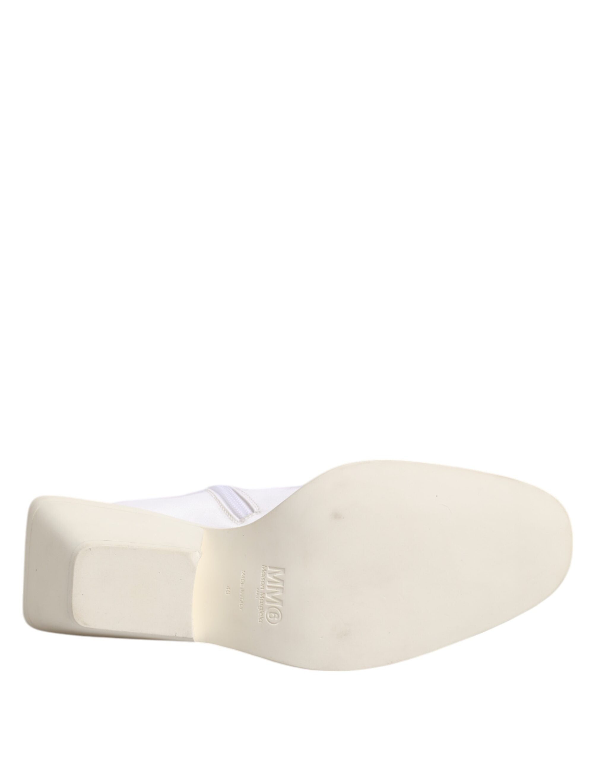 White Square Heel Zip Ankle Boots Shoes - ventzia