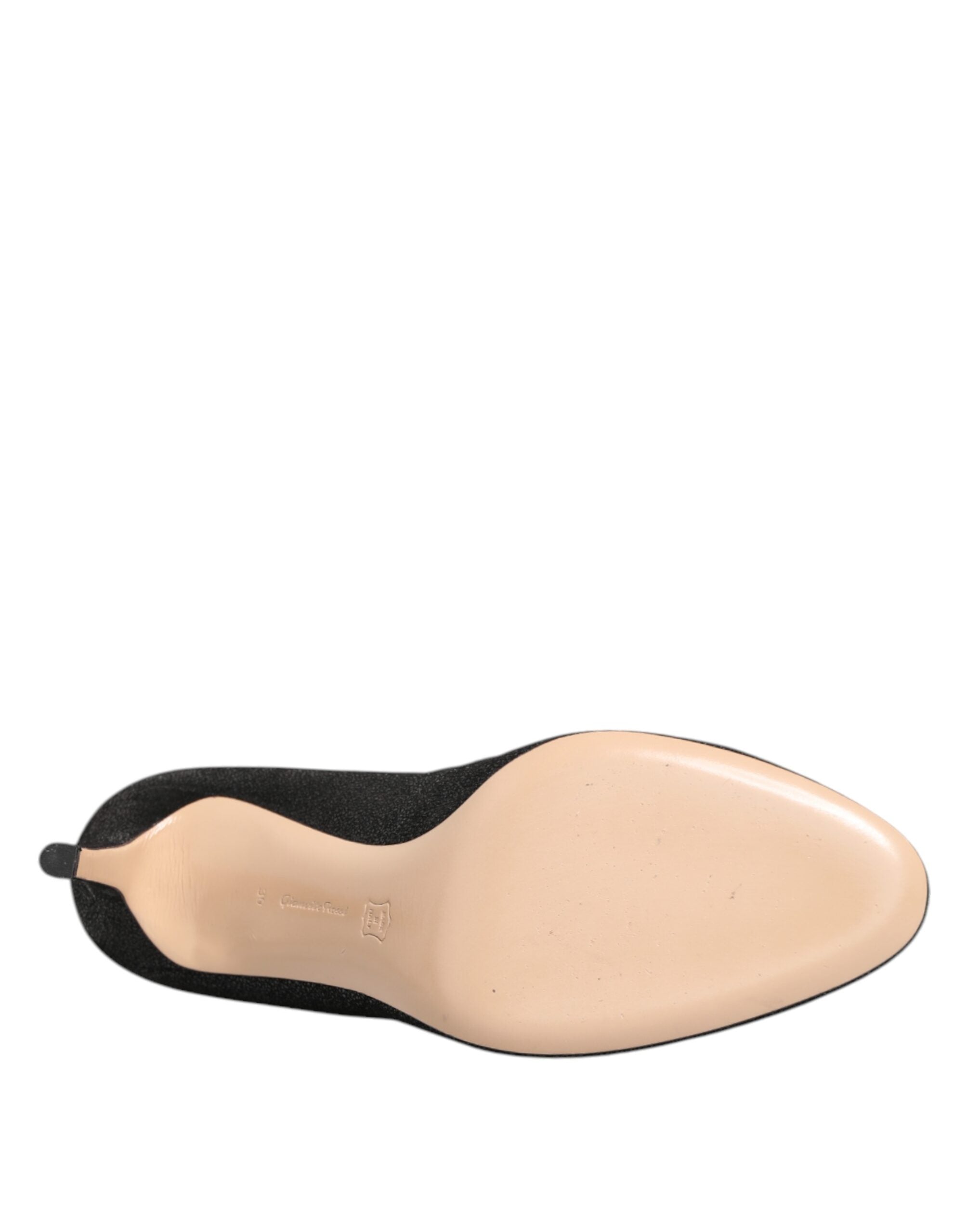 Metallic Black Pump Stiletto Heels Shoes - ventzia