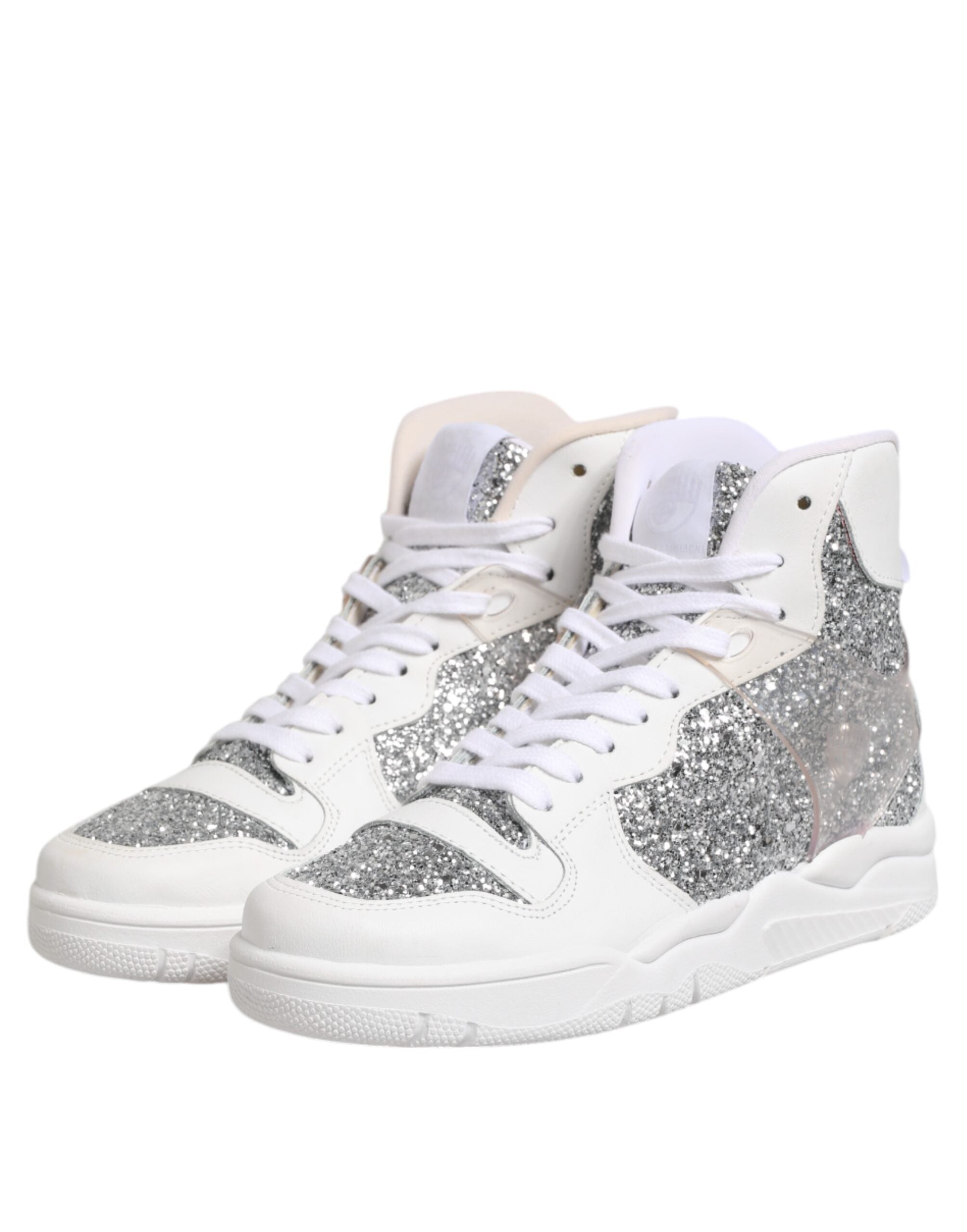 White Silver High Top Women Sneakers Shoes - ventzia