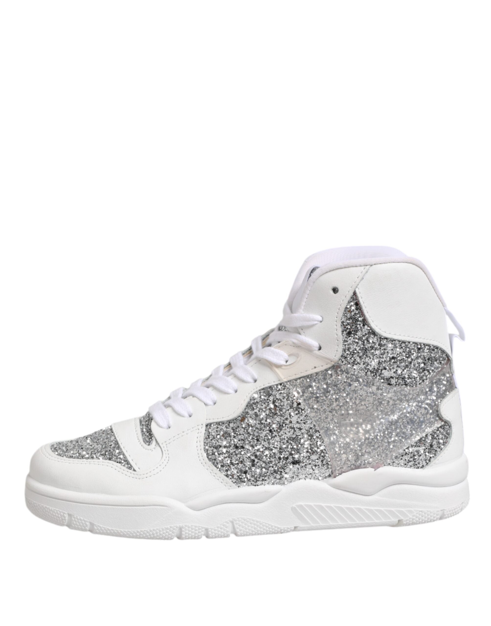 White Silver High Top Women Sneakers Shoes - ventzia