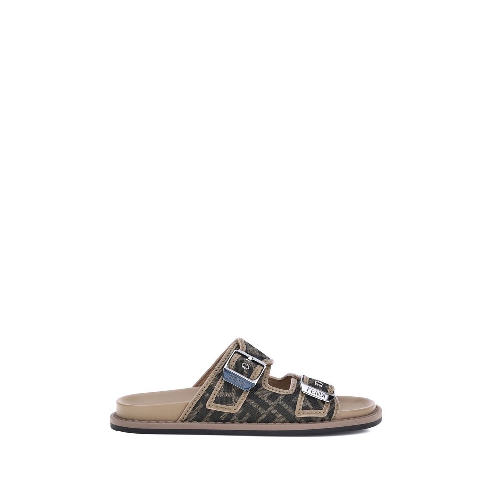 Brown Calf Leather Bos Taurus Flat Sandals - ventzia
