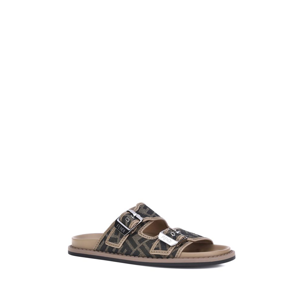 Brown Calf Leather Bos Taurus Flat Sandals - ventzia