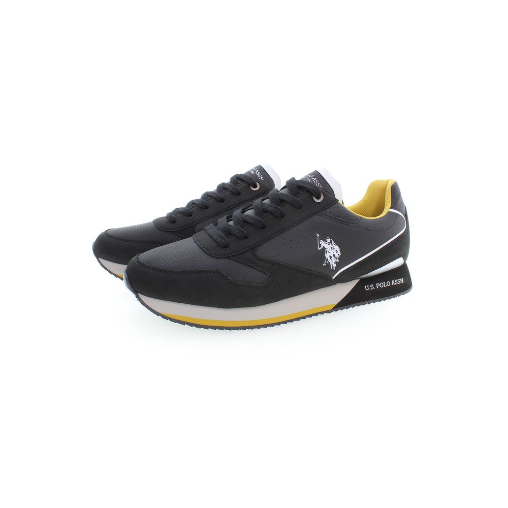 Black Polyester Men Sneaker - ventzia