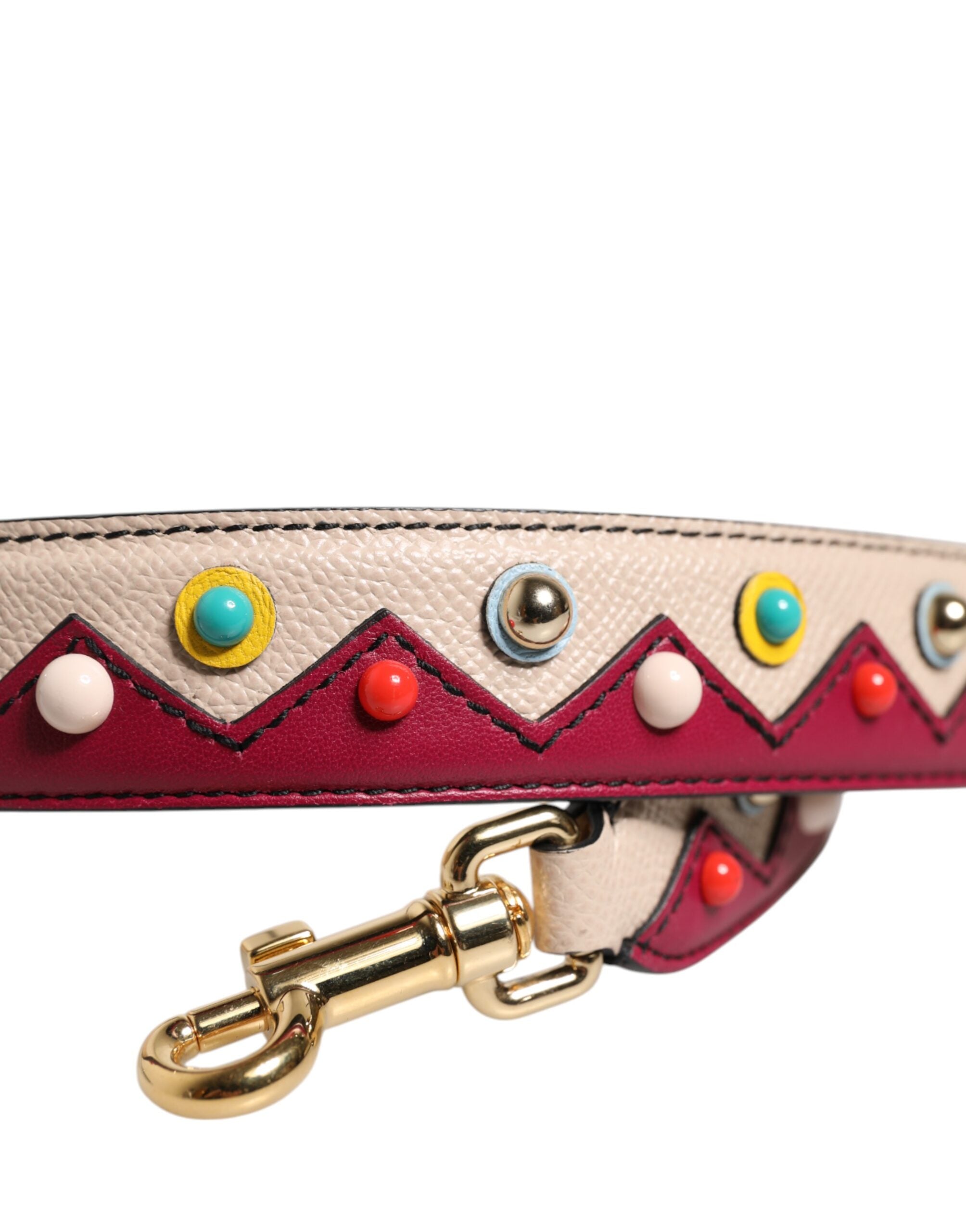 Beige Red Leather Handbag Accessory Shoulder Strap - ventzia