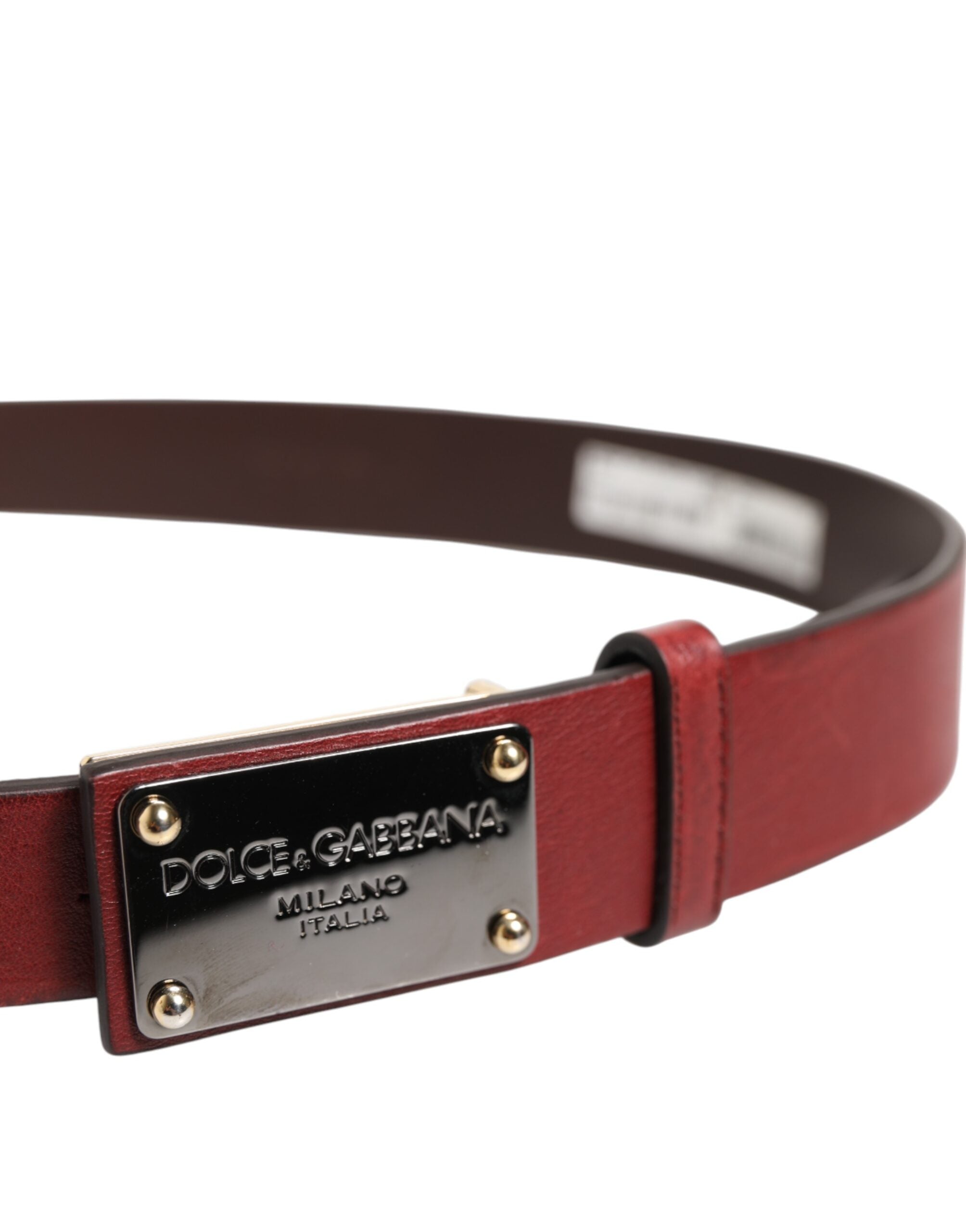 Maroon Classic Leather Metal Logo Buckle Belt - ventzia