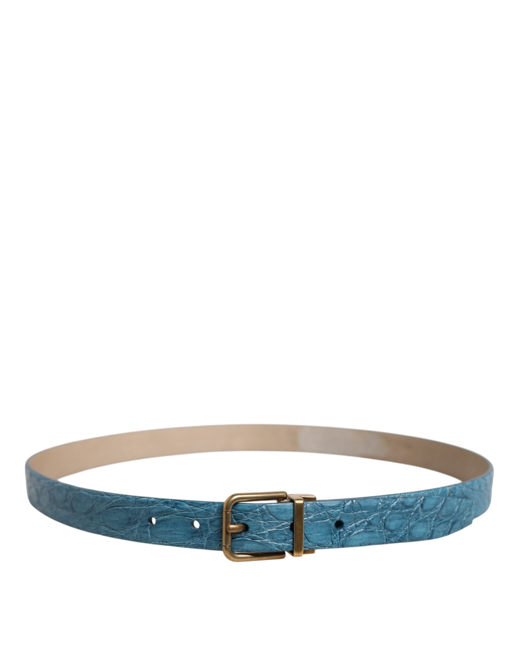 Blue Leather Classic Gold Metal Buckle Belt - ventzia