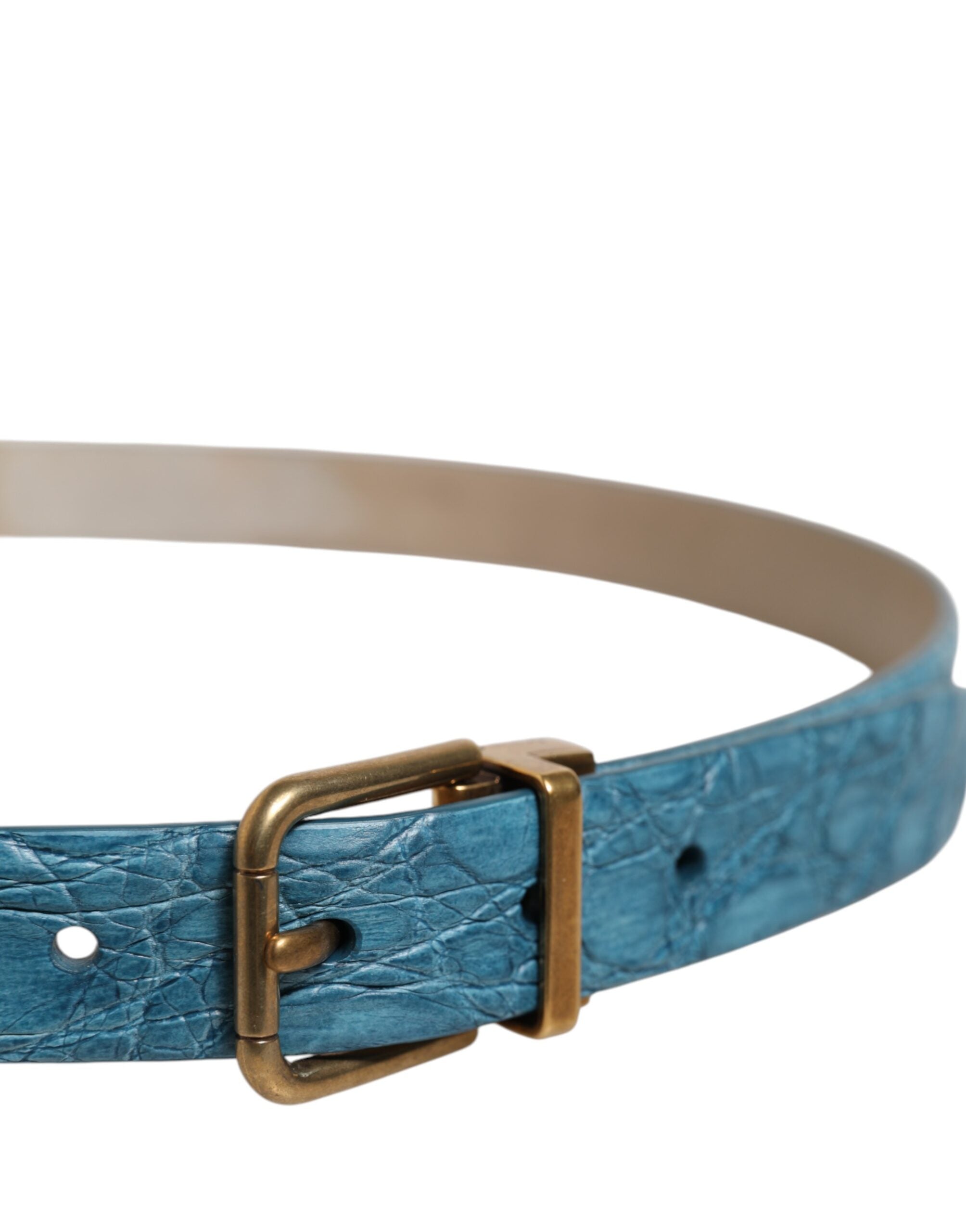 Blue Leather Classic Gold Metal Buckle Belt - ventzia