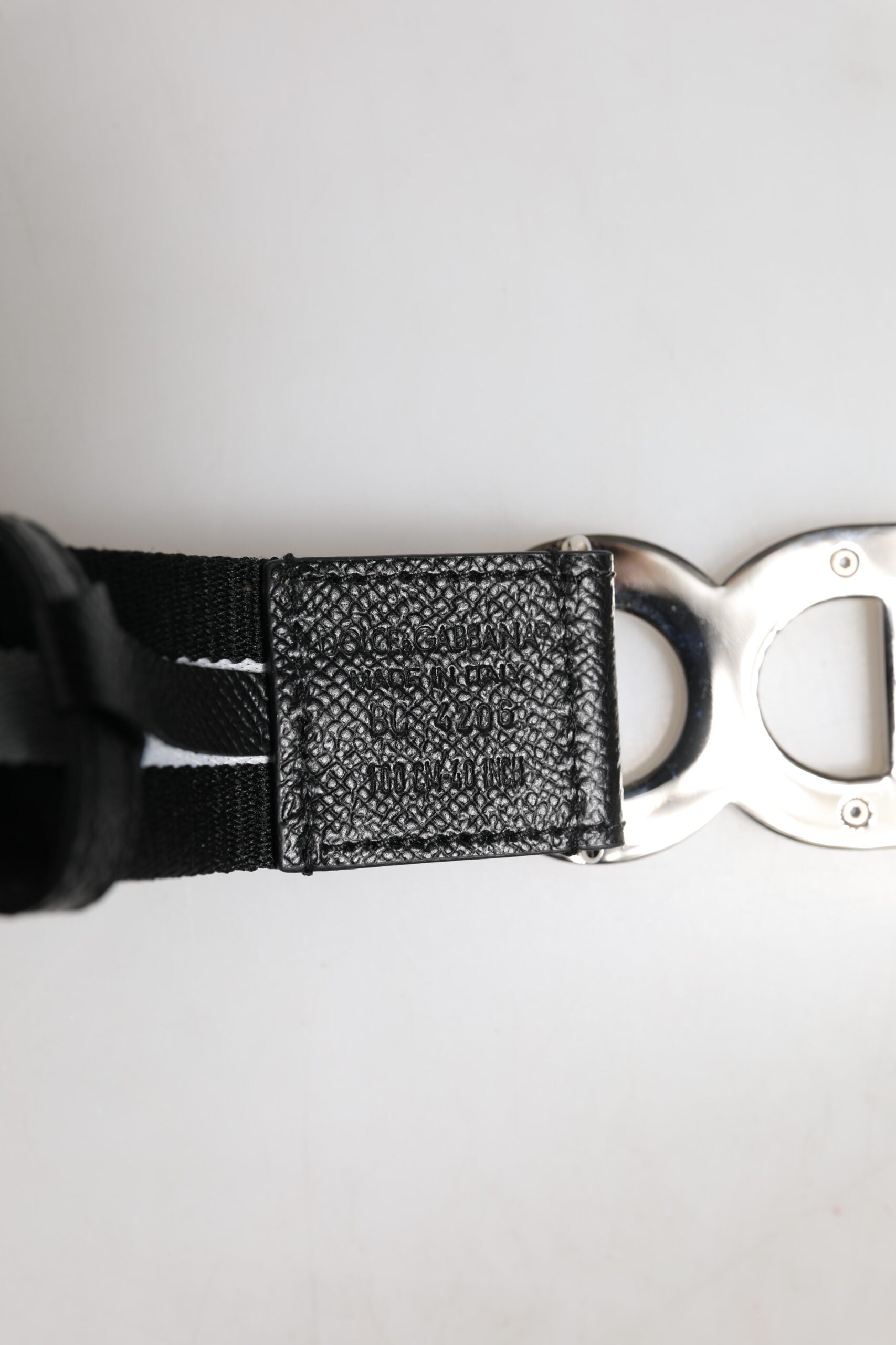 Black Cotton Metal DG Logo Gold Buckle Belt - ventzia