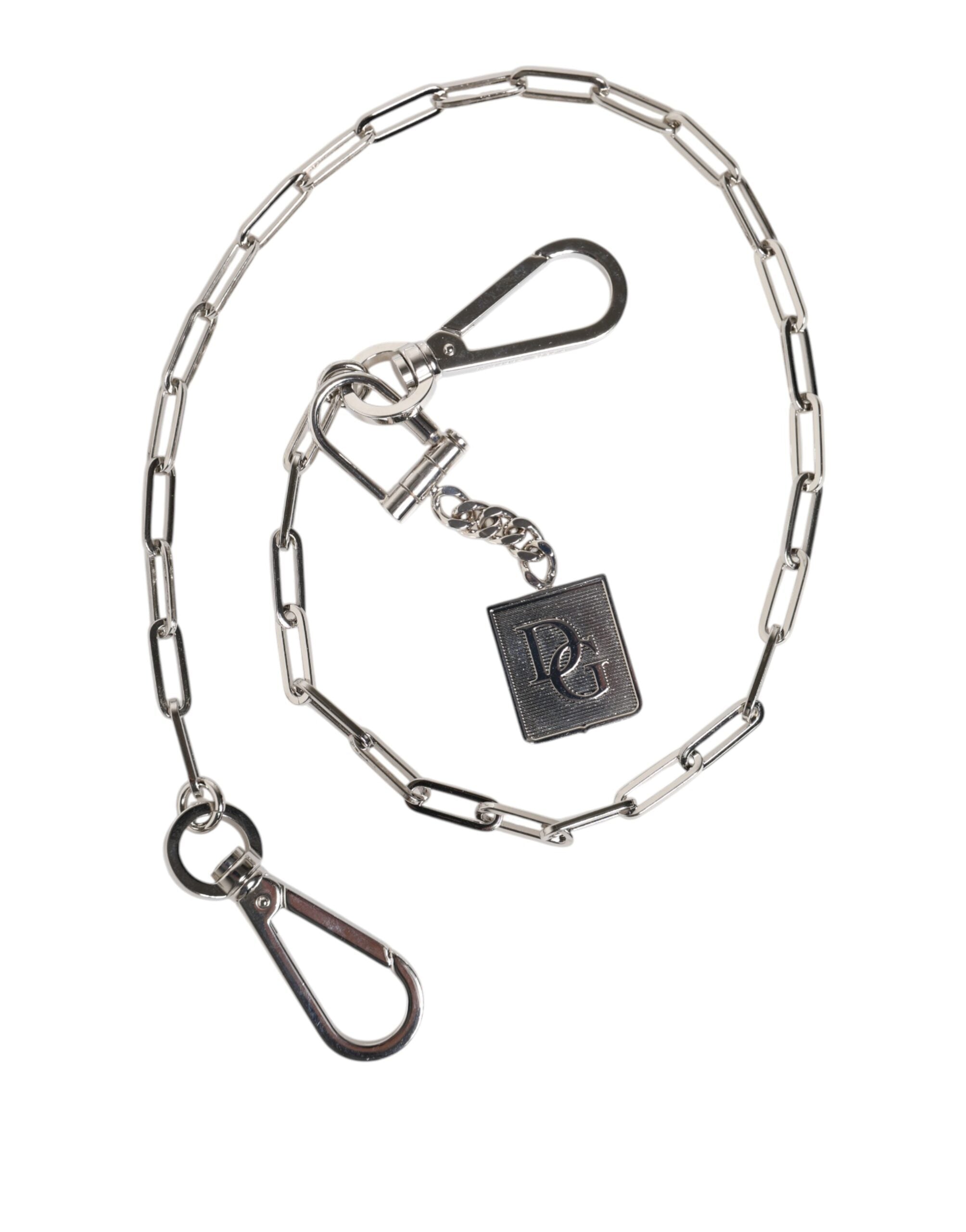 Silver Tone Metal Chain DG Charm Belt Keychain - ventzia