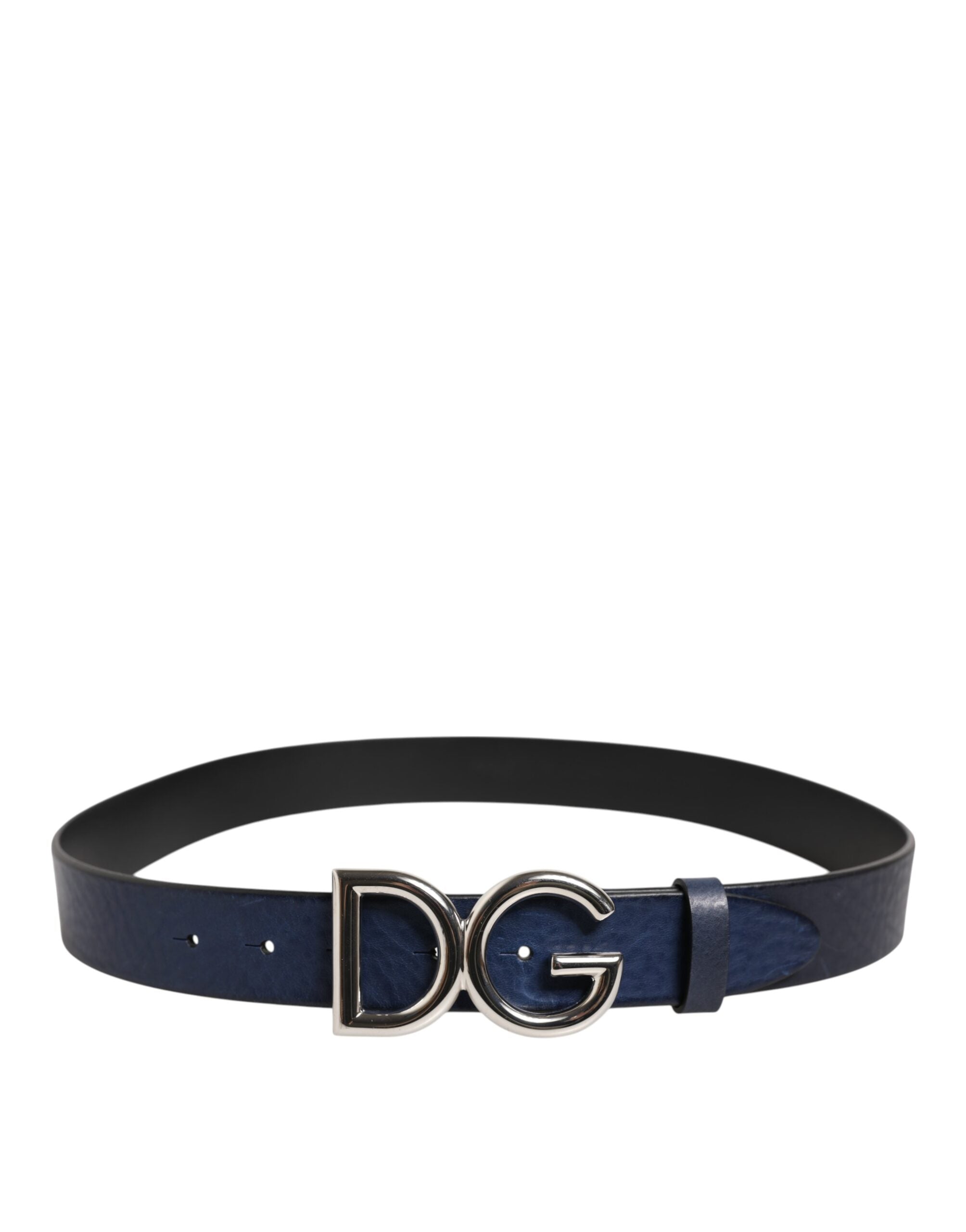 Blue Classic Silver Metal DG Logo Buckle Belt - ventzia