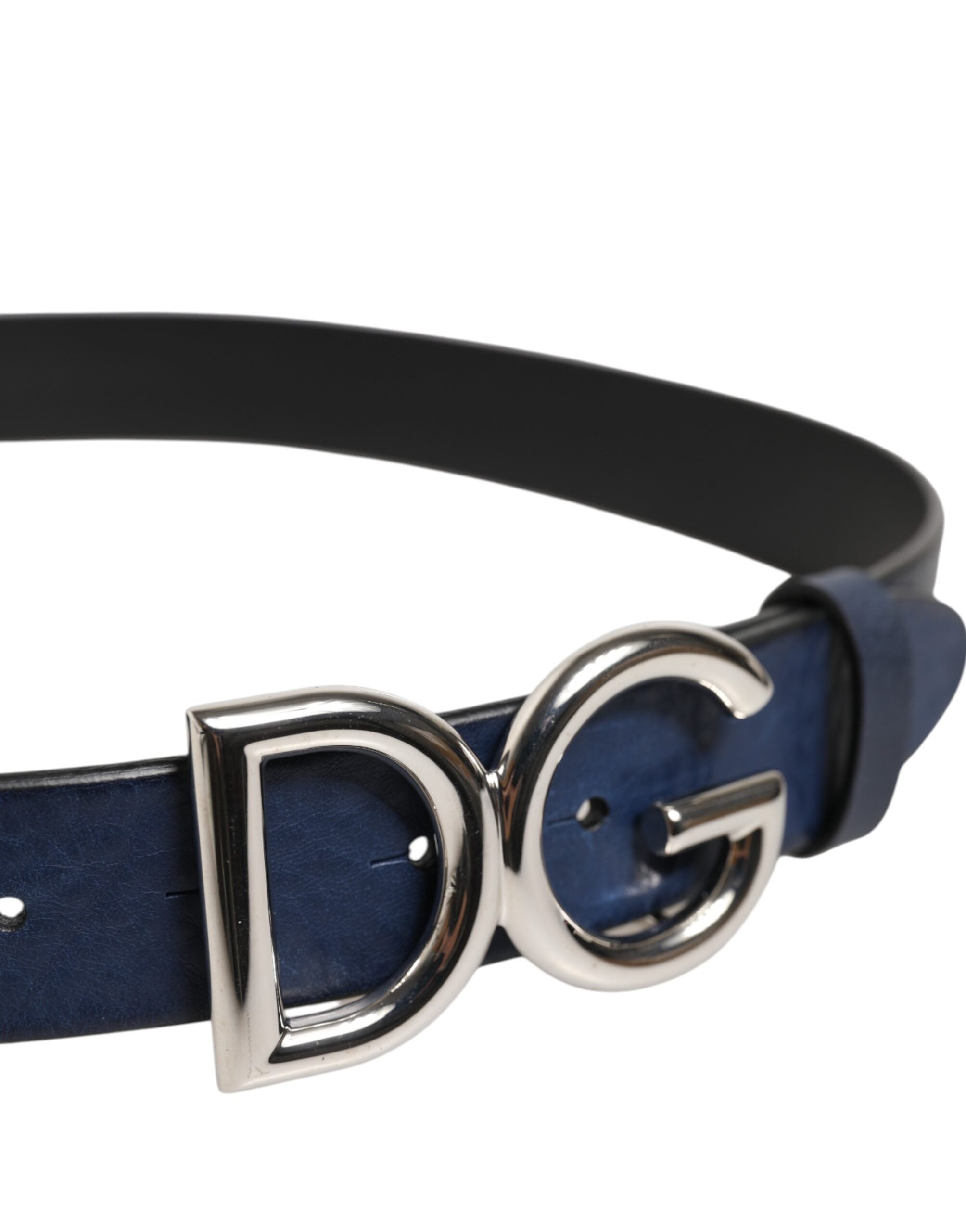 Blue Classic Silver Metal DG Logo Buckle Belt - ventzia
