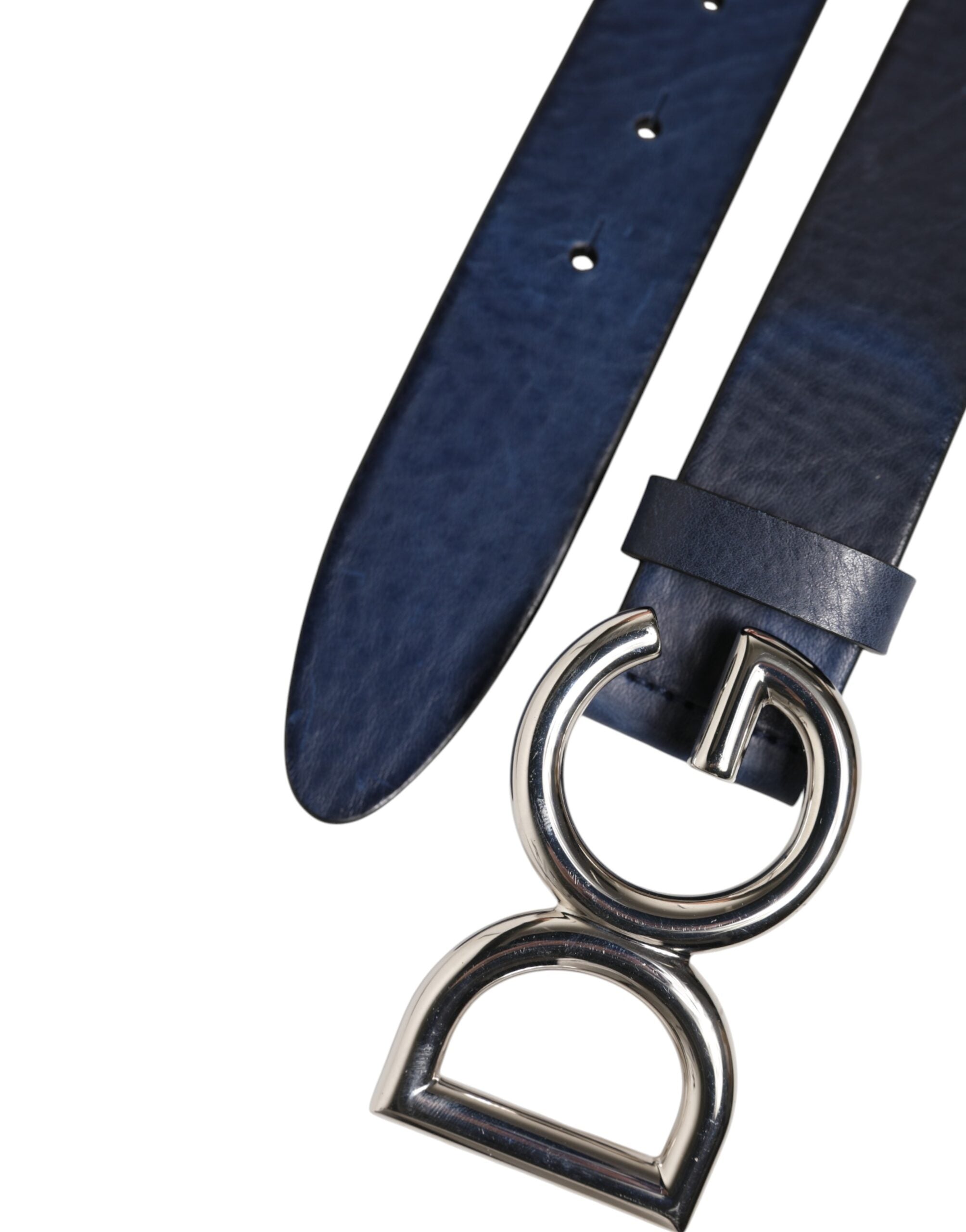 Blue Classic Silver Metal DG Logo Buckle Belt - ventzia