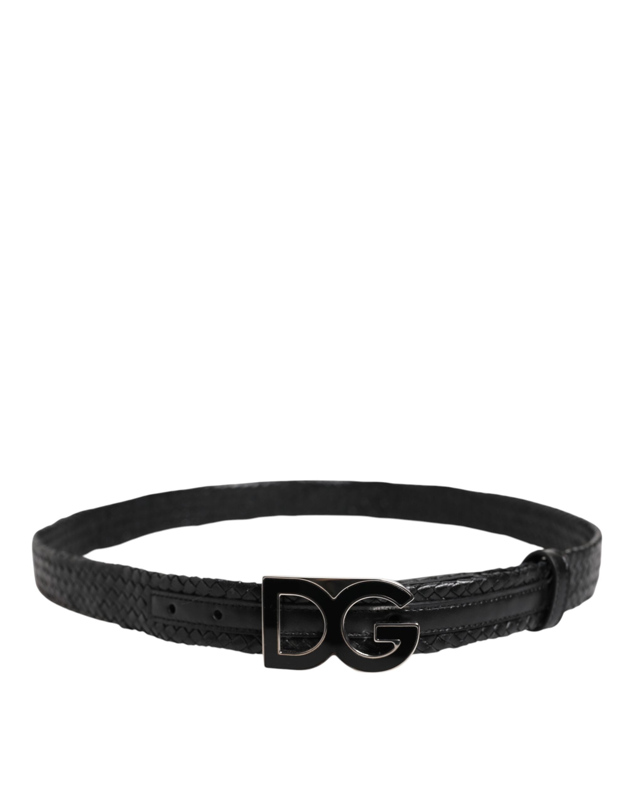 Black Classic Leather DG Logo Buckle Belt - ventzia