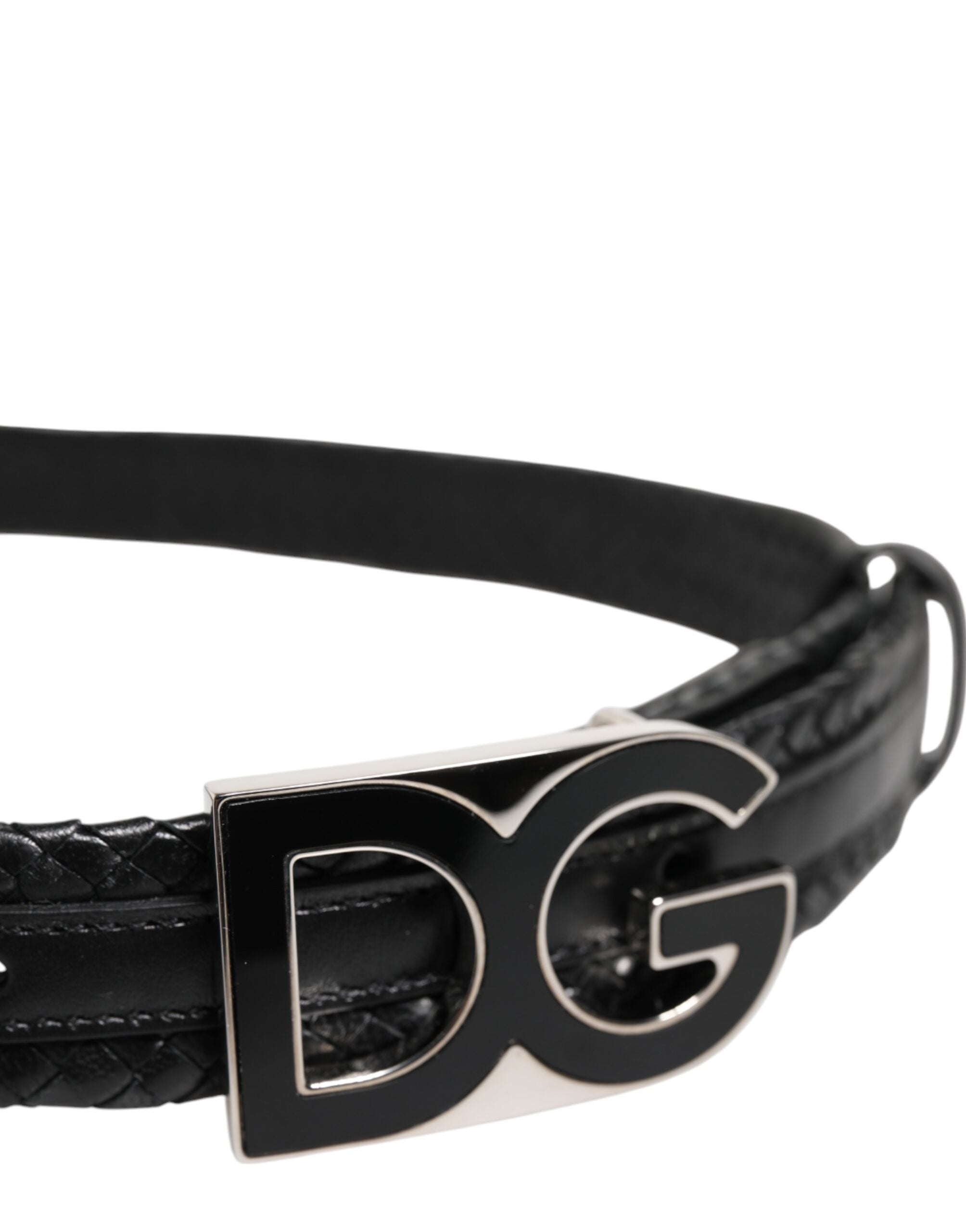 Black Classic Leather DG Logo Buckle Belt - ventzia